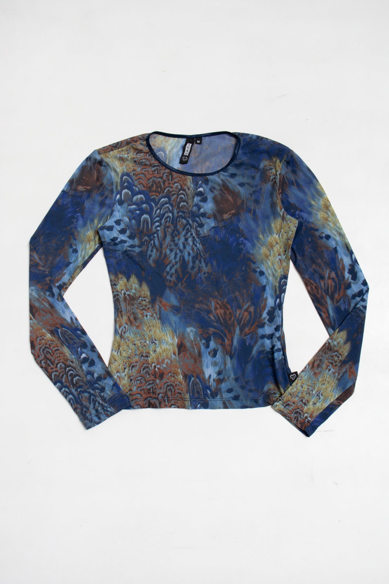 #36 XOXO peacock print long sleeve | c. 165 | size 10
