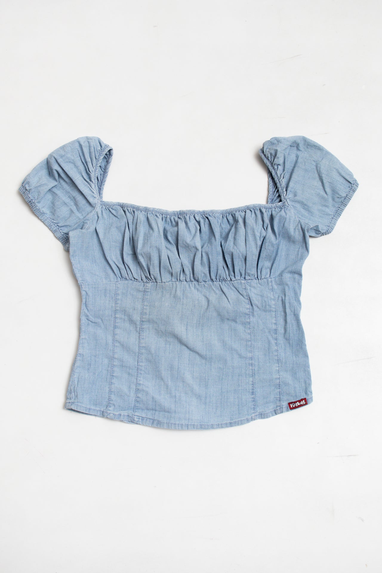 #38 Killah ruched chest denim top | c. 165 | size 8/10