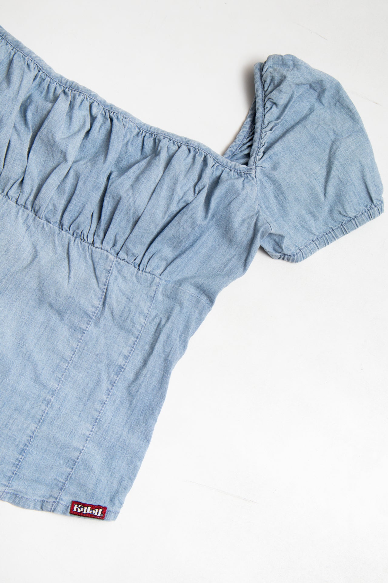 #38 Killah ruched chest denim top | c. 165 | size 8/10