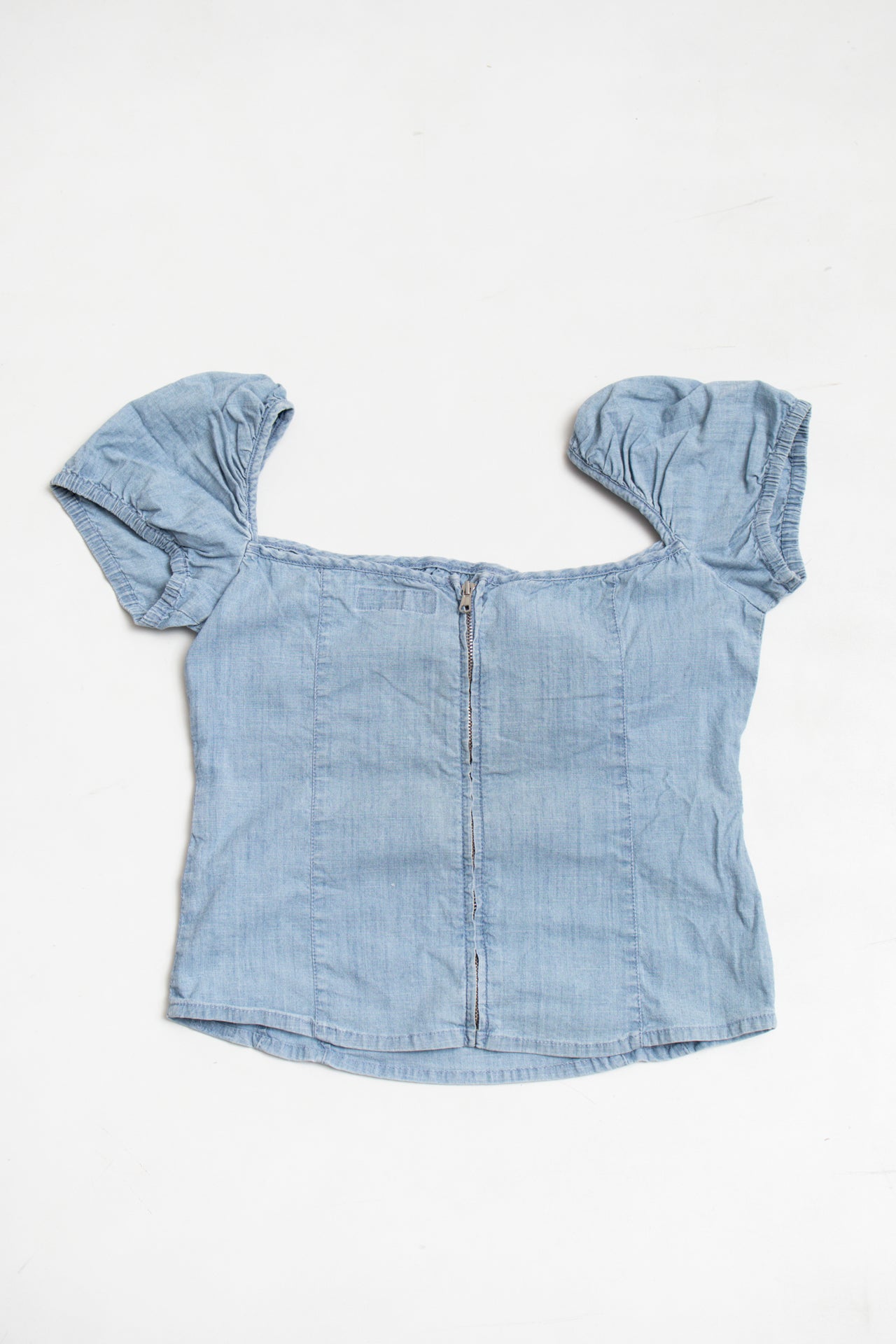 #38 Killah ruched chest denim top | c. 165 | size 8/10