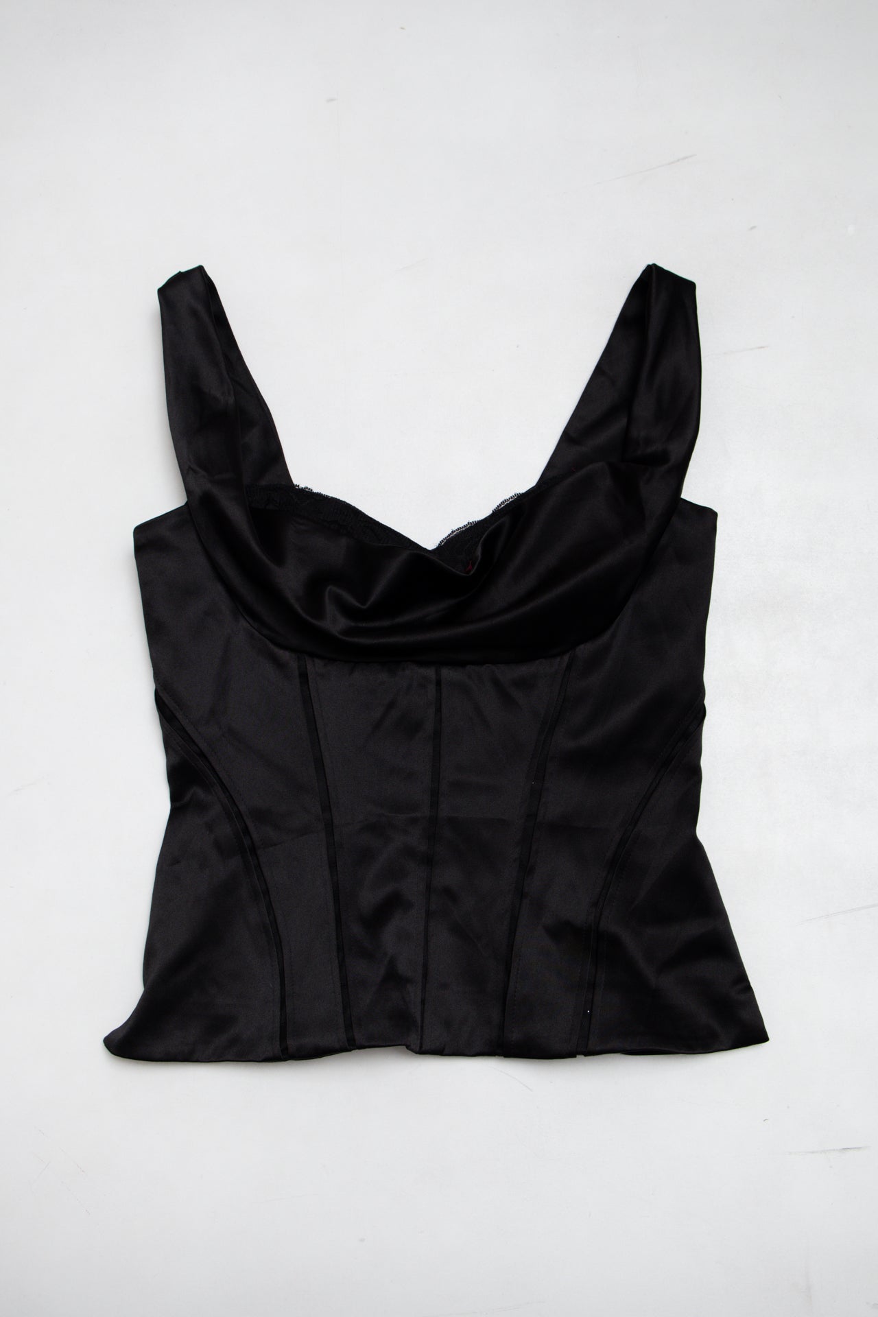 #50 White House cow-neck corset top | c. 165 | size 8