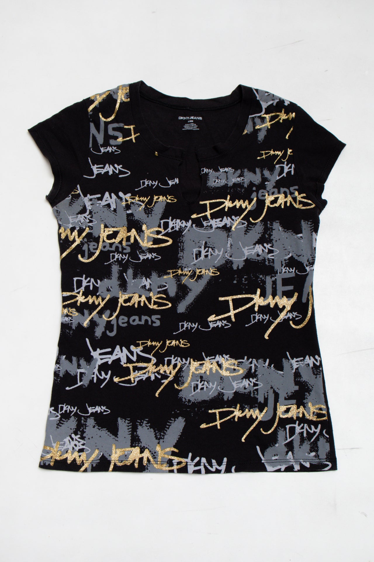 #60 DKNY glitter text tee | c. 165 | size 10