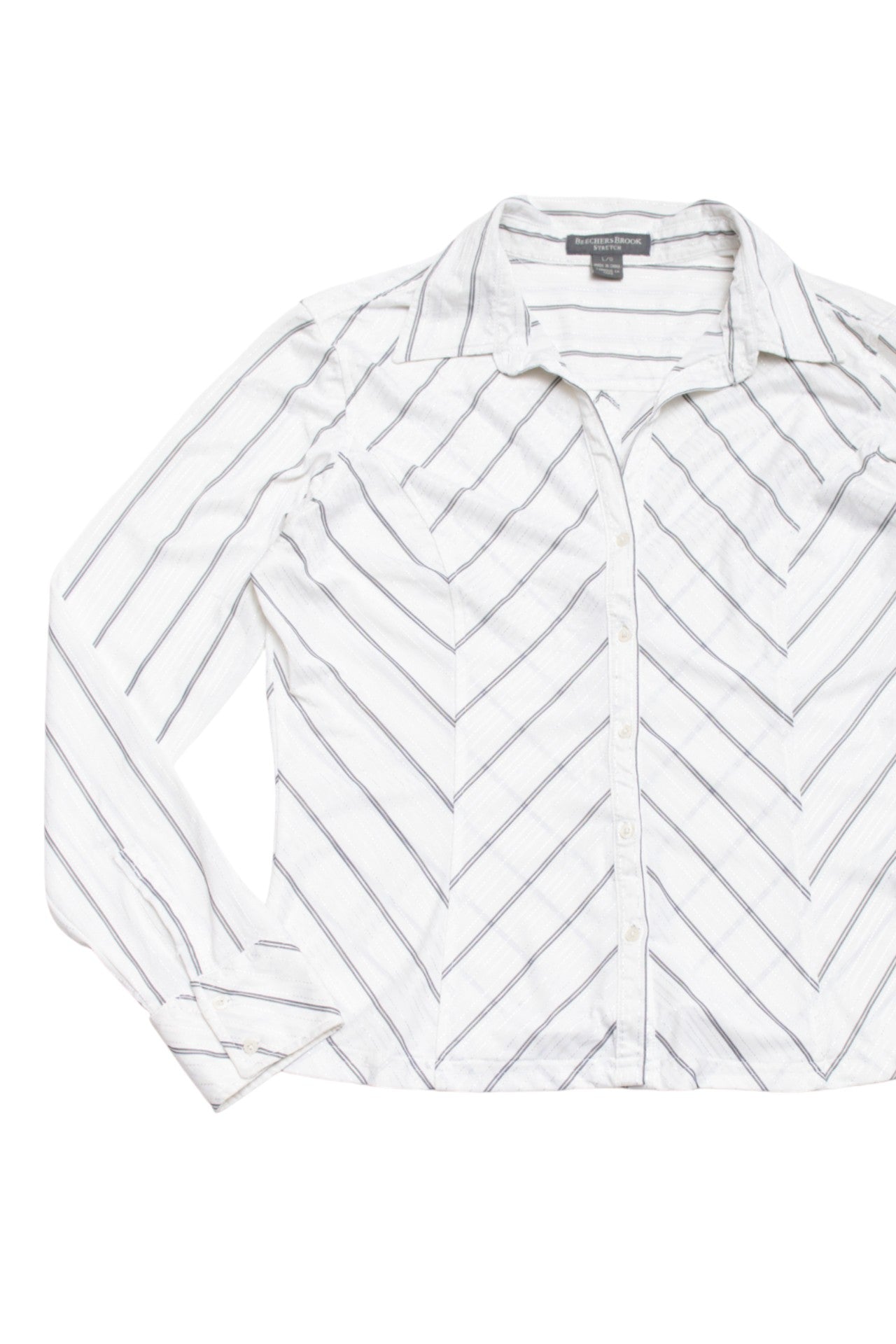 #65 Beechers Brook striped fitted button up | c. 165 | size 12/14
