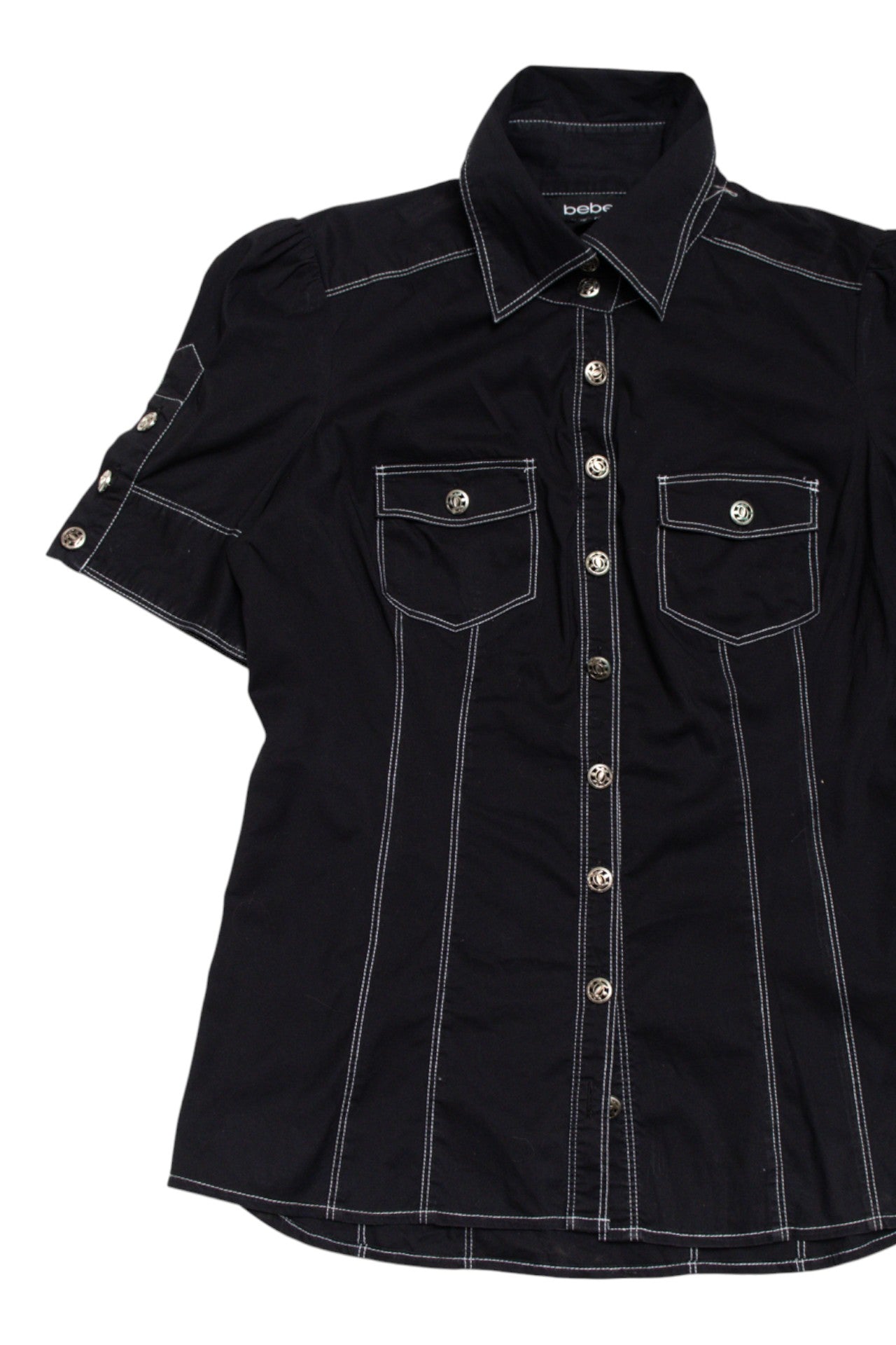 #68 Bebe white stitch button up | c. 165 | size 10
