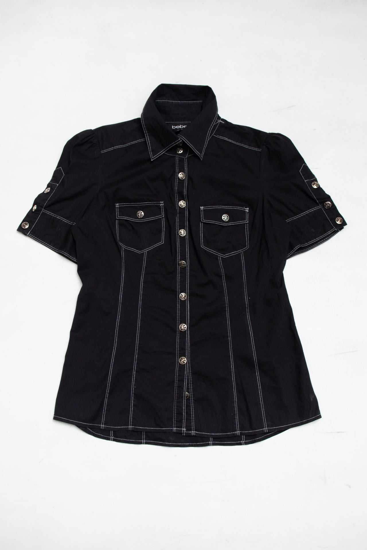 #68 Bebe white stitch button up | c. 165 | size 10