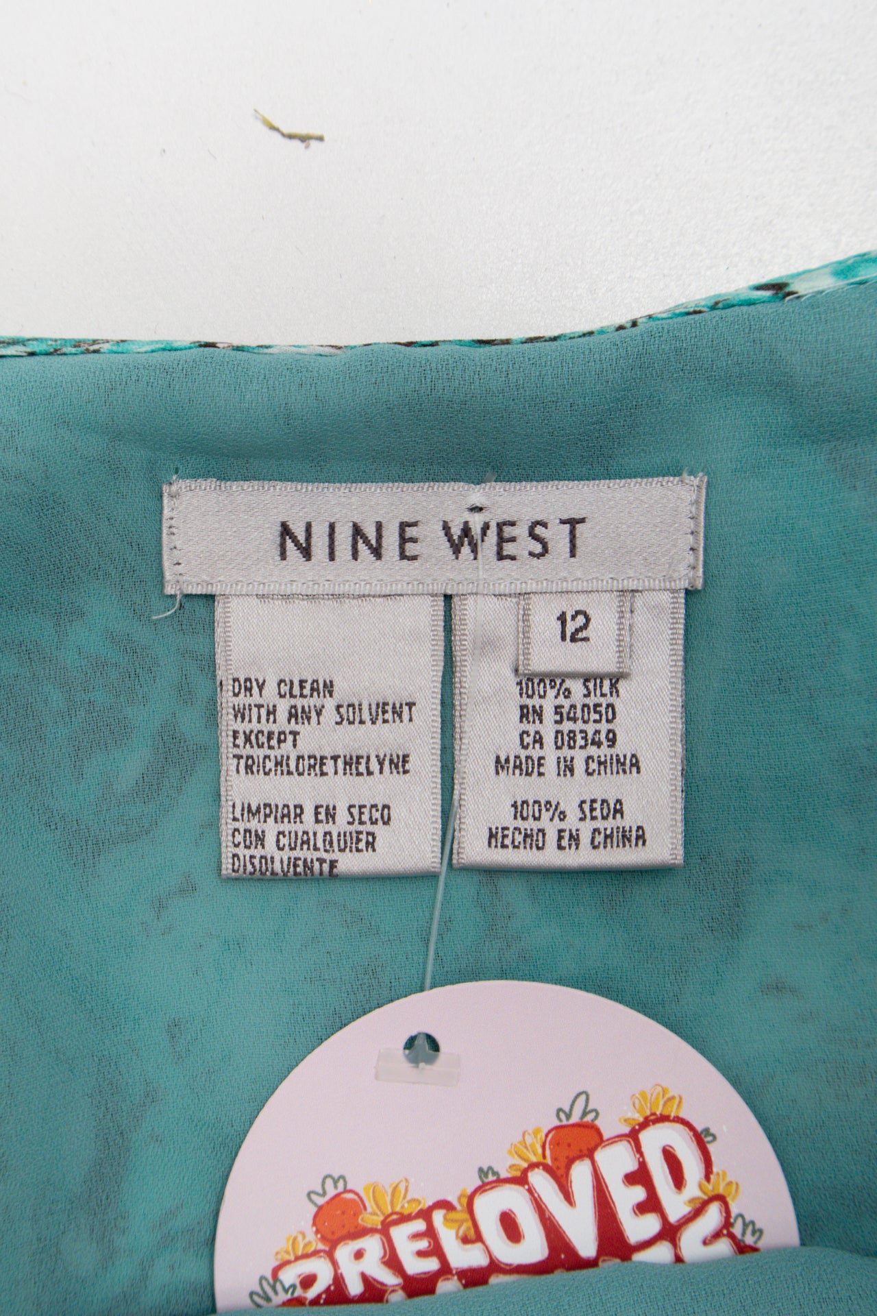#96 Nine West lined mesh turquoise midi skirt | c. 165 | size 12