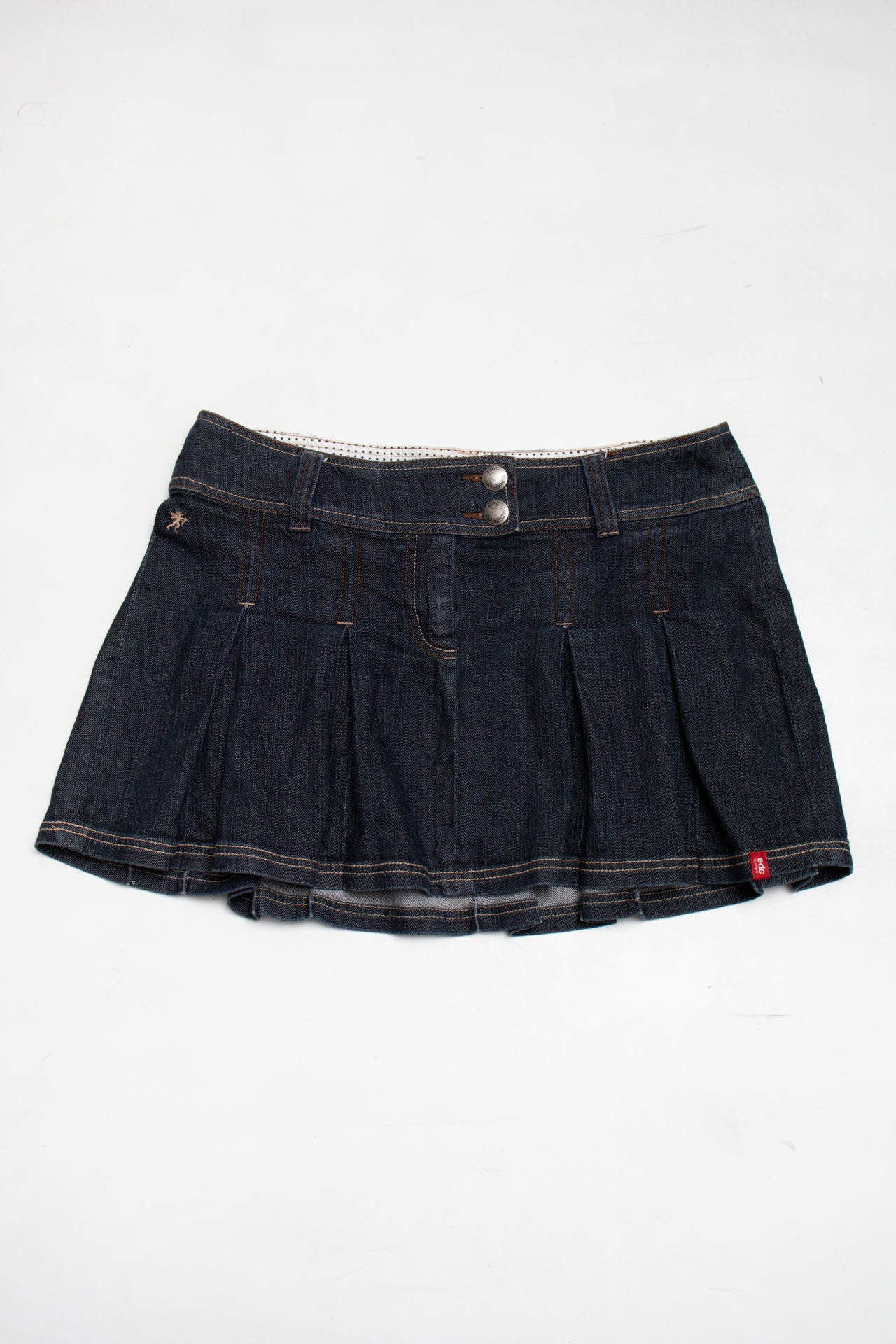 #101 EDC dark wash pleated mini denim skirt | c. 165 | size 14