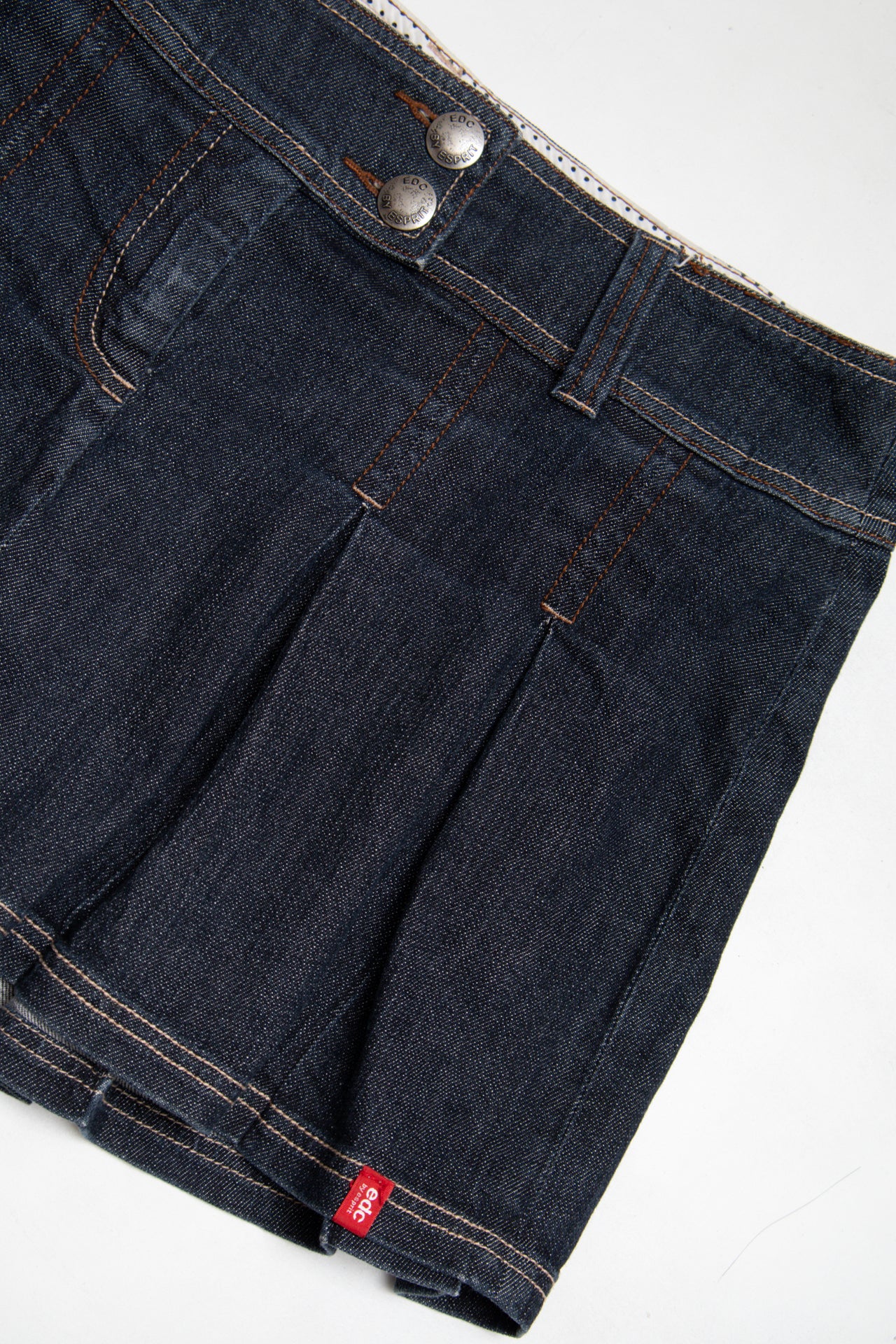#101 EDC dark wash pleated mini denim skirt | c. 165 | size 14