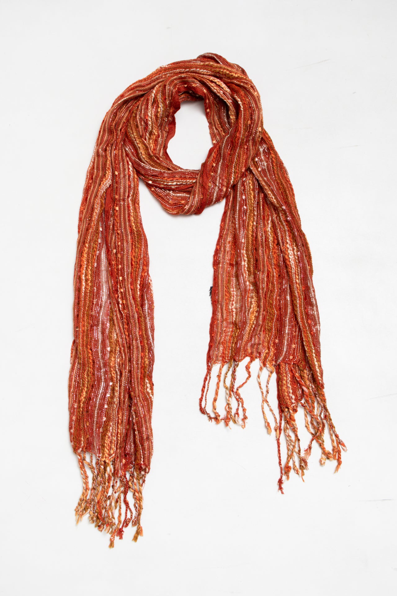 #109 Orange/Metallic thread scarf | c. 165