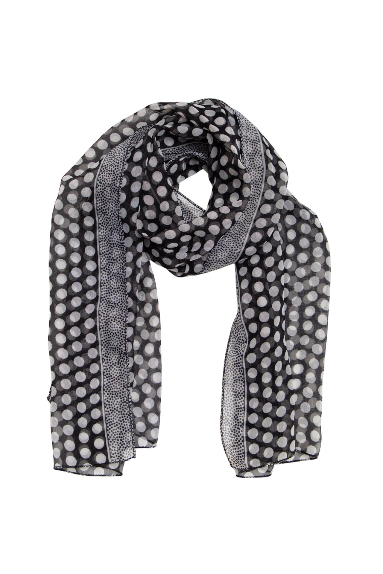 #110 Polka dot Black & White scarf