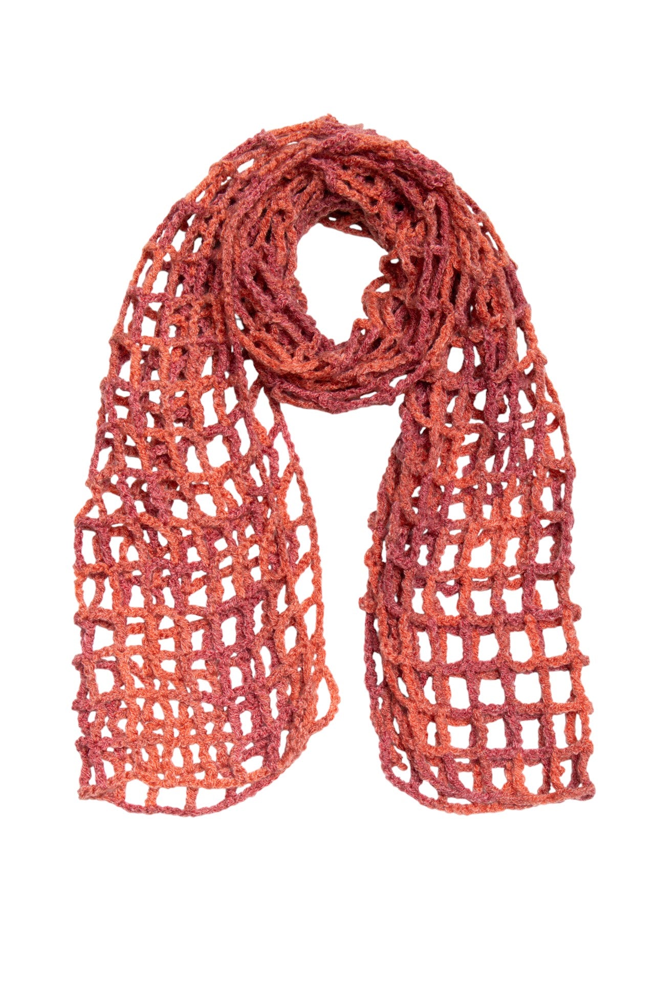 #112 Coral open knit scarf | c. 165