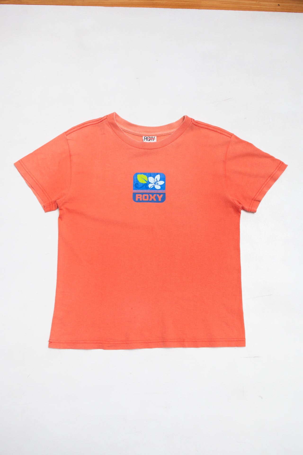 #121 Roxy flower coral cotton tee | c. 165 | size 10