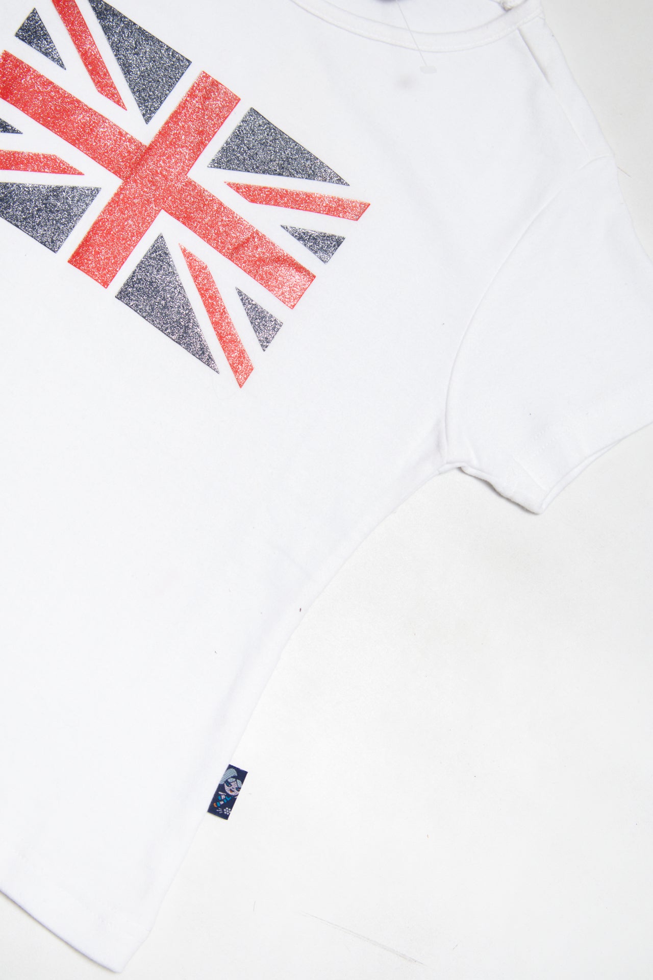 #125 Girls Football glitter union jack tee | c. 165 | size 10