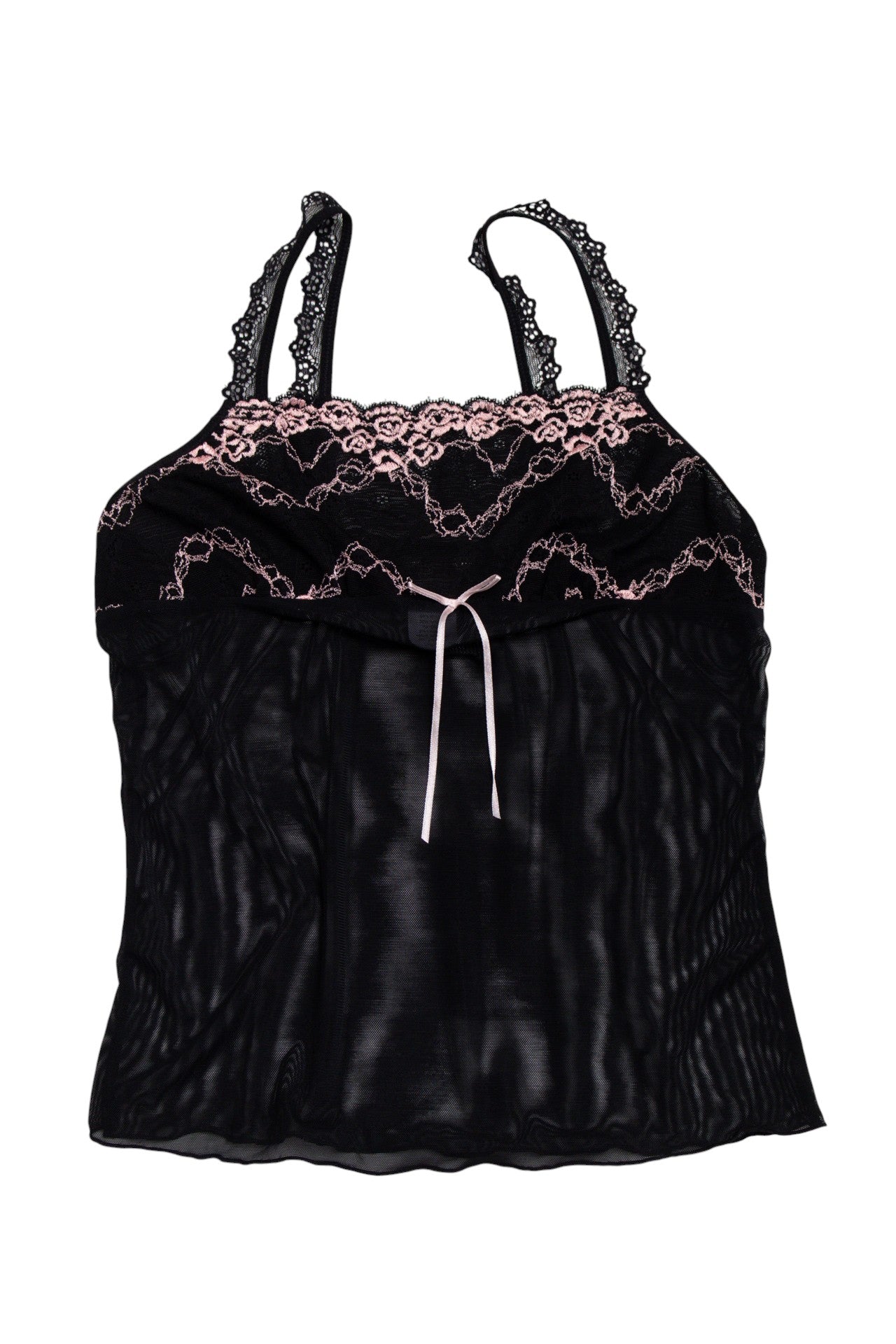 #126 Sentiments black/pink lace trim cami | c. 165 | size 8