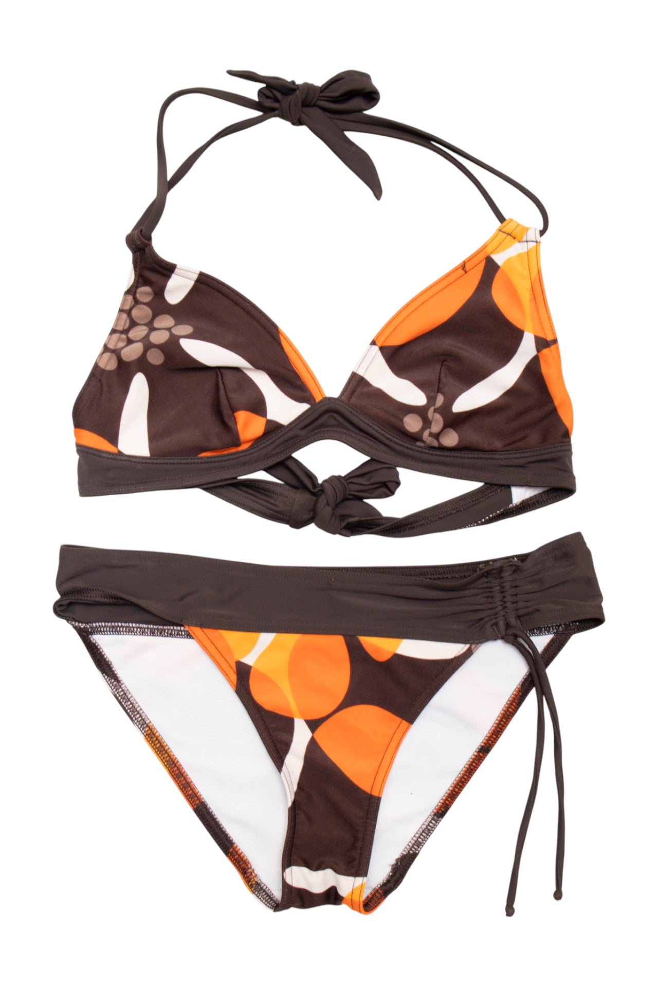 #180 O'neill Bikini Set Brown With Orange And White Pattern | c. 174 | Size 8