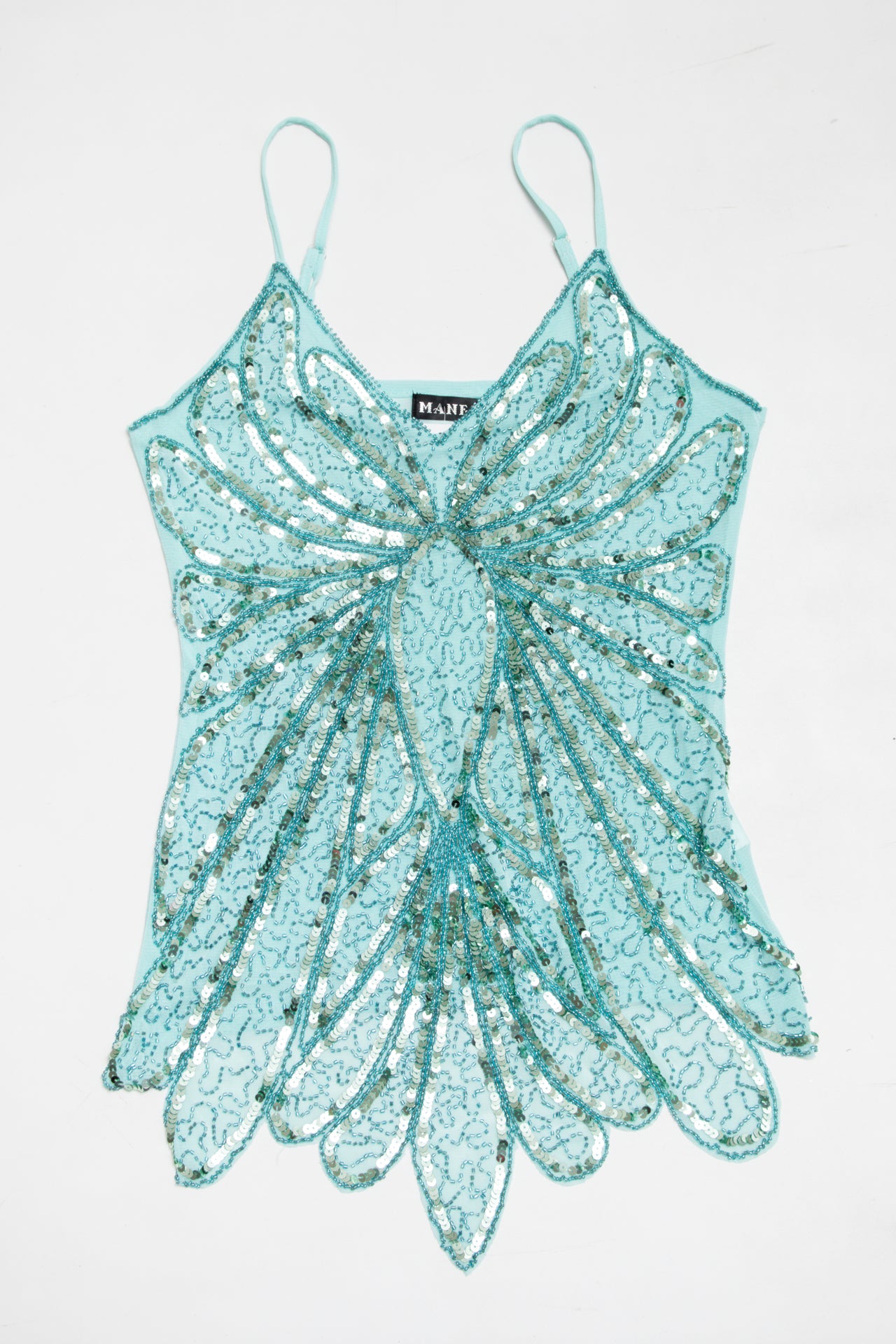 #132 Maner teal beaded cami | c. 165 | size 10/12