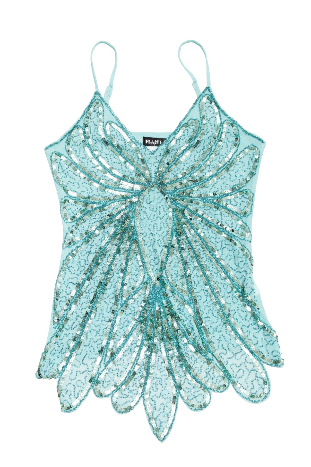 #132 Maner teal beaded cami | c. 165 | size 10/12