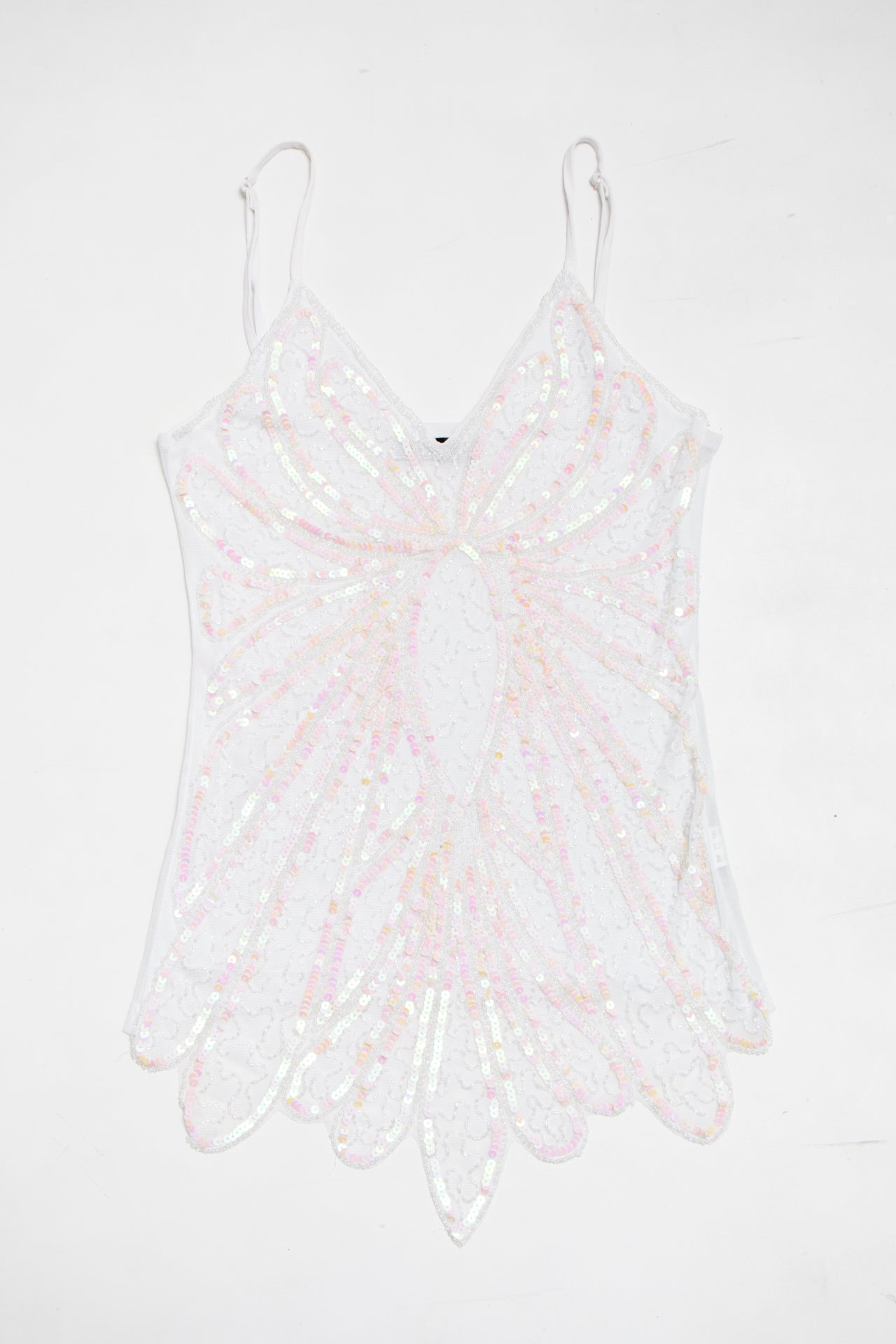 #133 Maner white* beaded cami | c. 165 | size 8