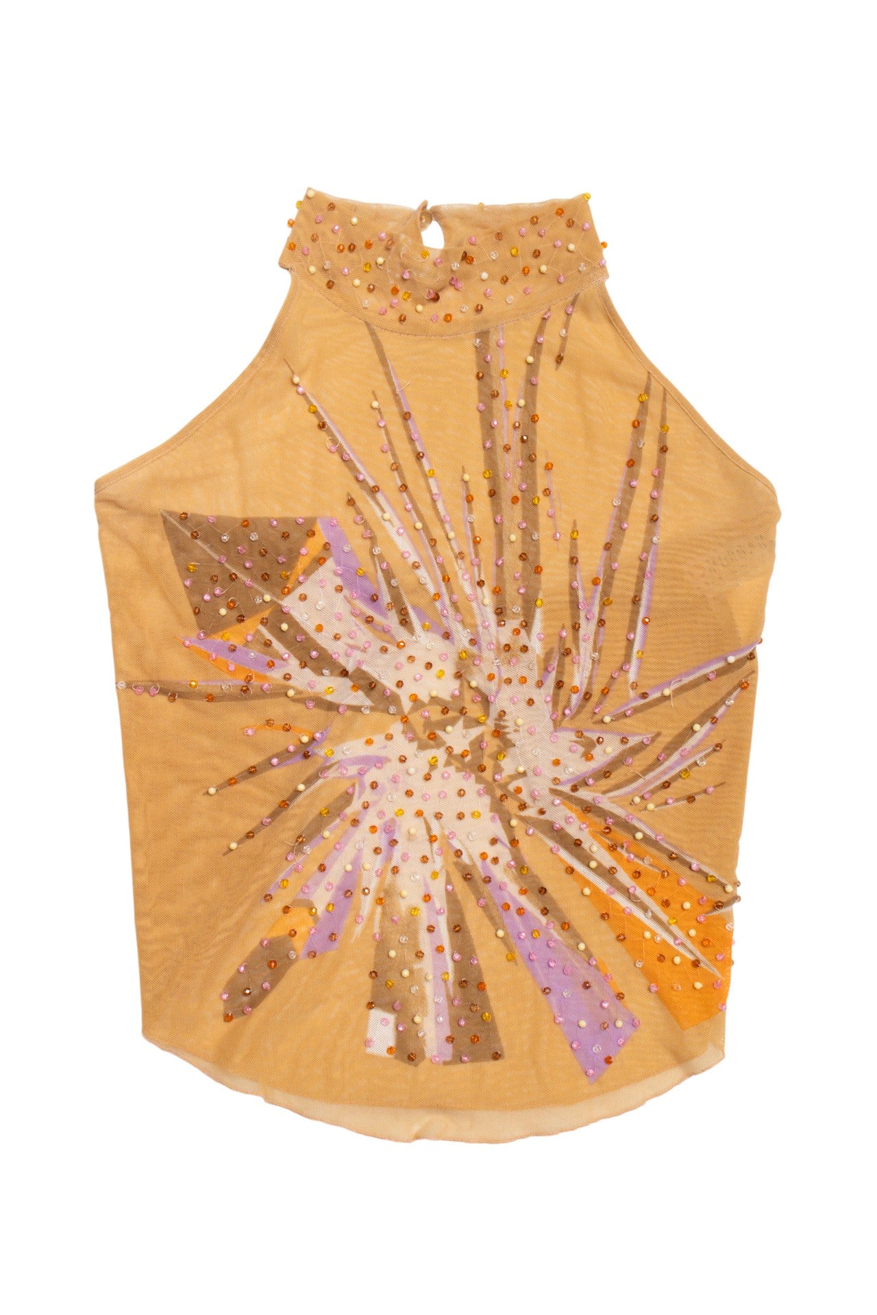 #135 beige/purple beaded halter top | c. 165 | size 8