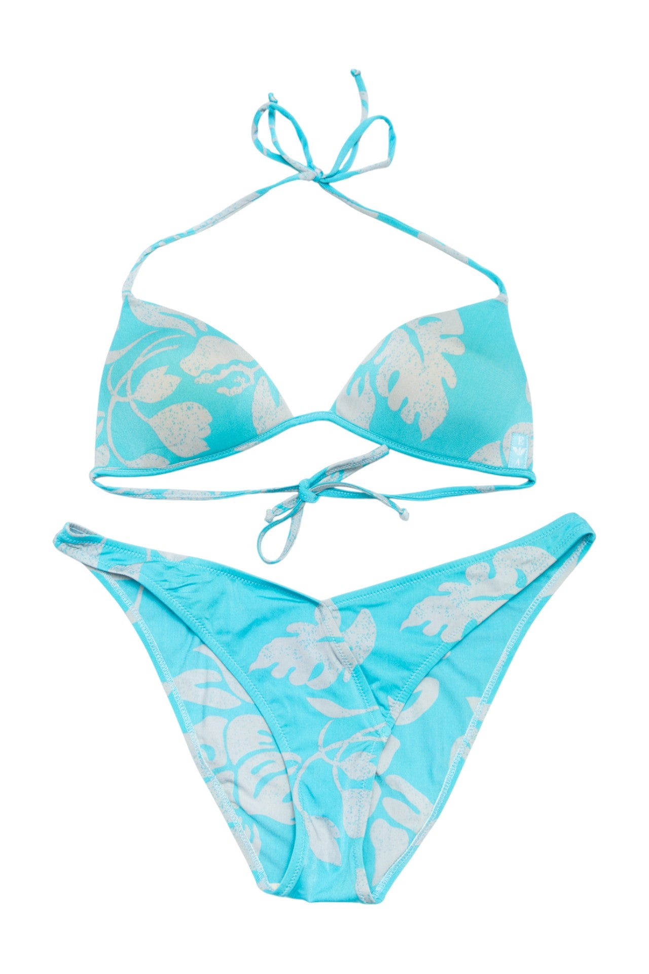 #183 Emporio Bikini Set Turquoise Blue With Light Grey Print | c. 174 | Size 10/12