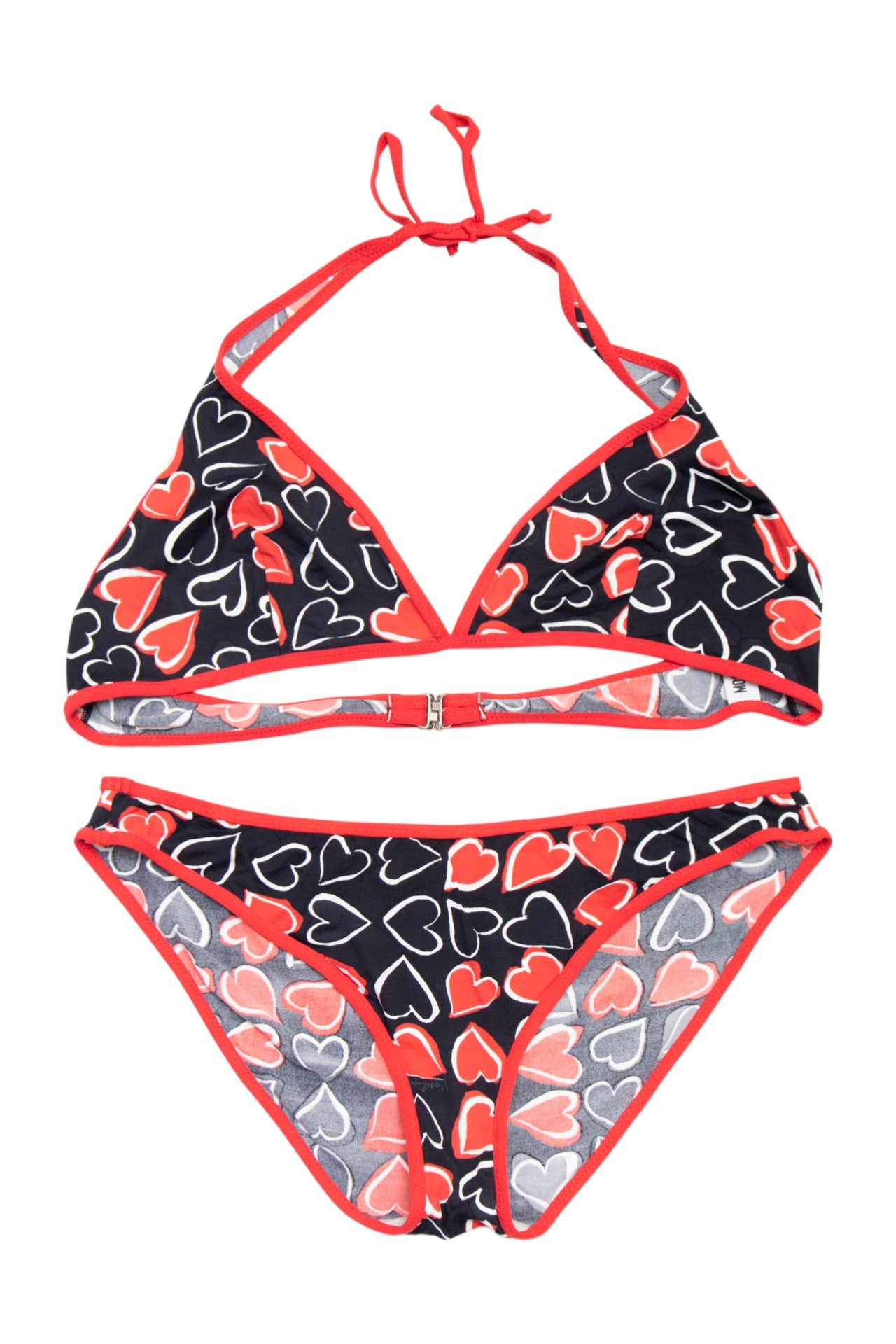 #186 Moschino Mare Bikini Set Black With Red And White Accents | c. 174 | Size 12/14
