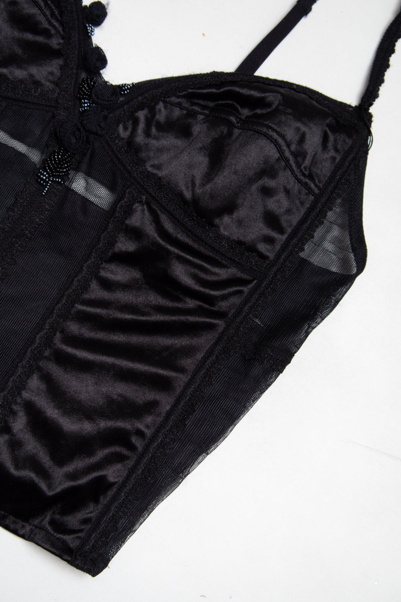 #142 black beaded corset top | c. 165 | size 8