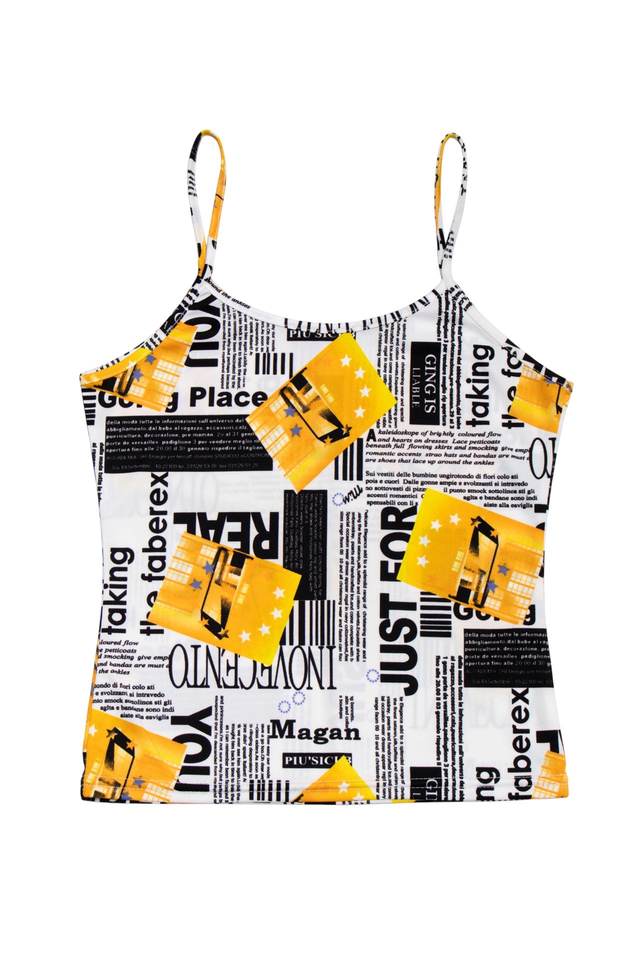 #145 yellow/ Black & white text tank | c. 165 | size 6/8