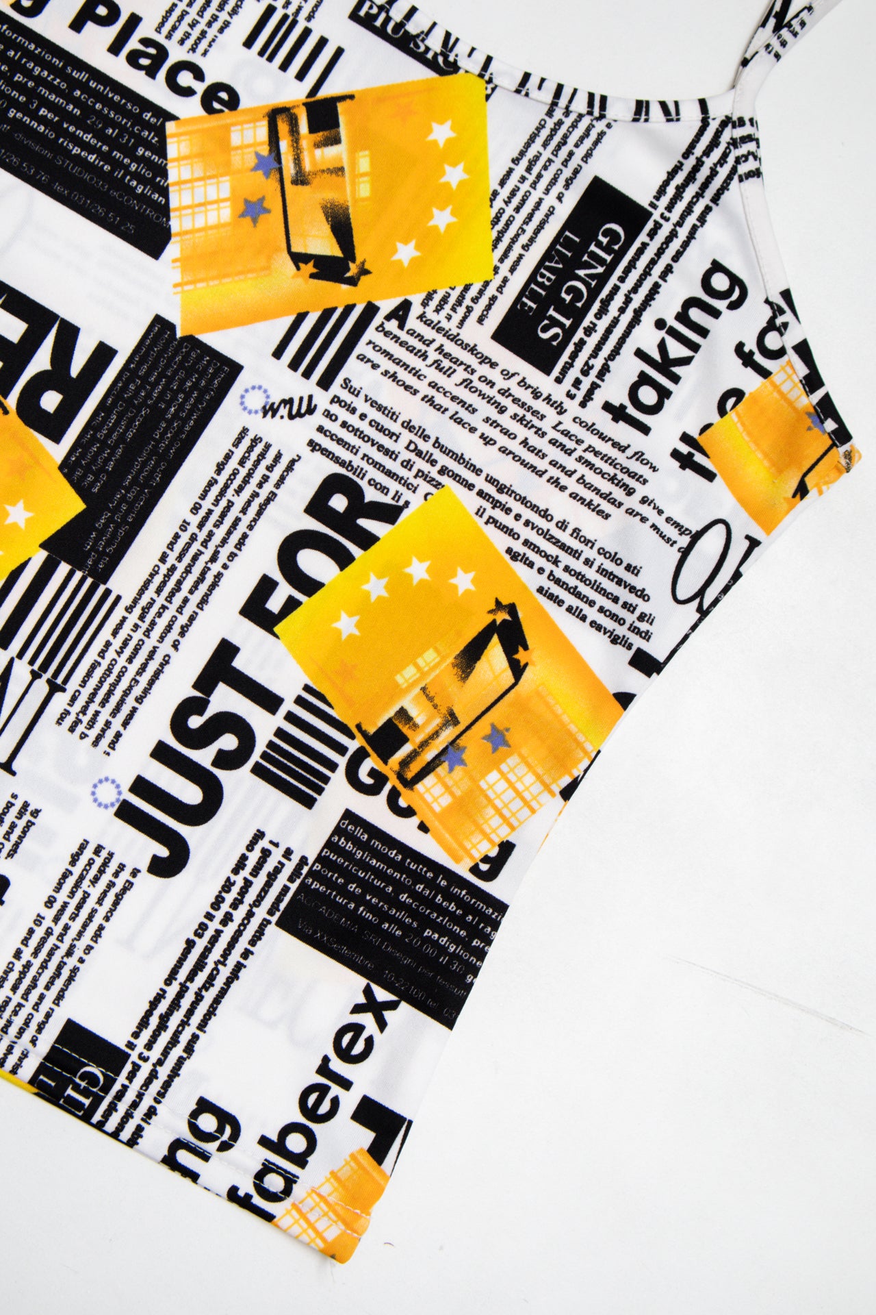 #145 yellow/ Black & white text tank | c. 165 | size 6/8