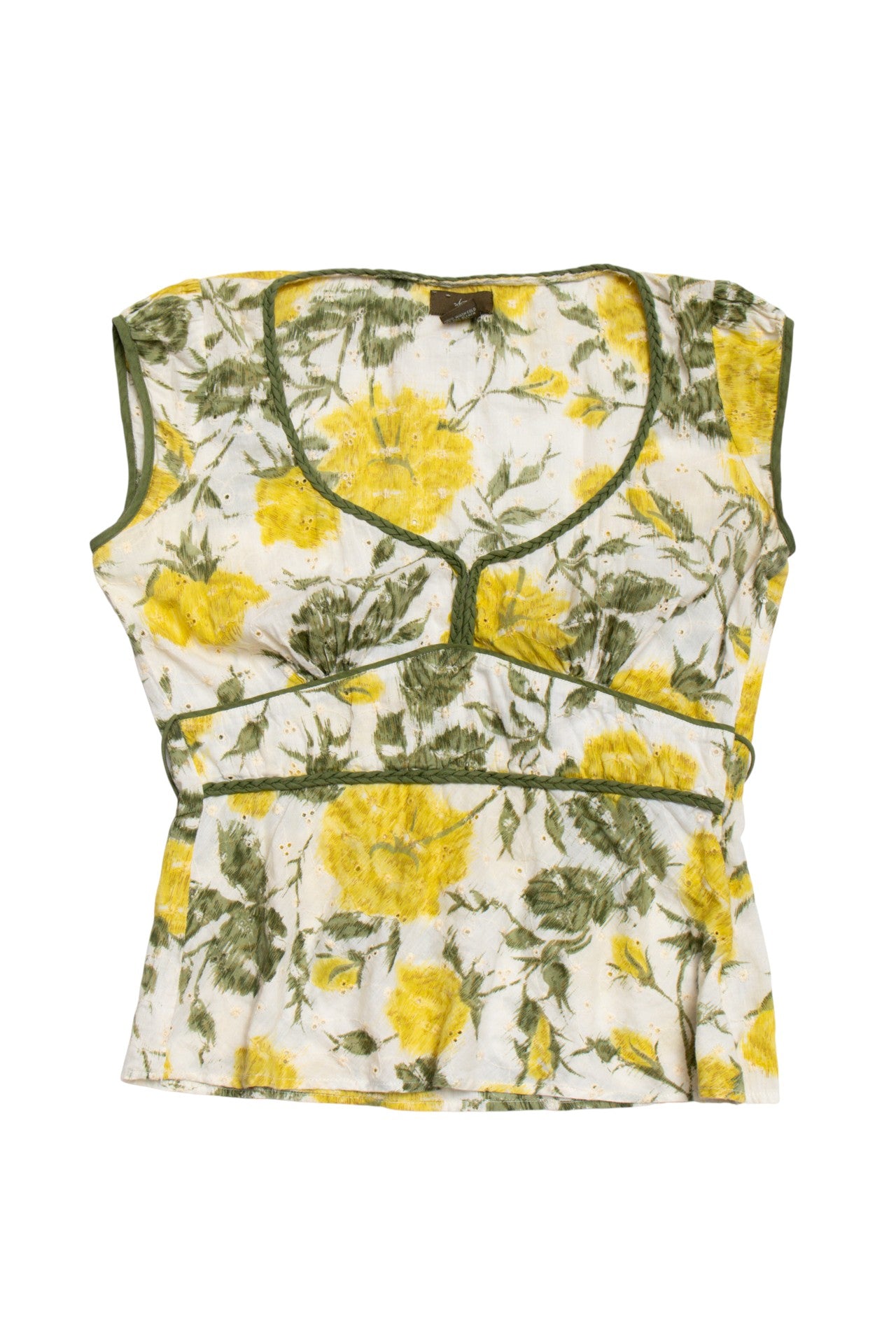#147 cotton lemon print top | c. 165 | size 8