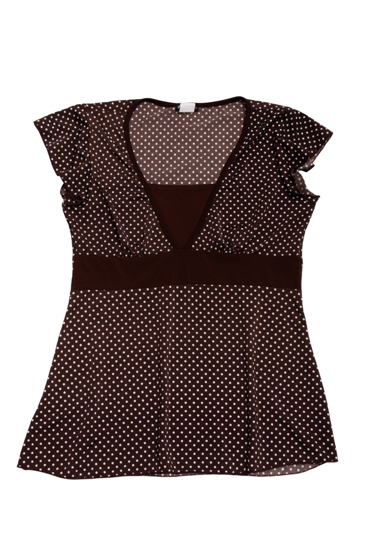 #148 Julie's Closet brown polka dot top | c. 165 | size 8