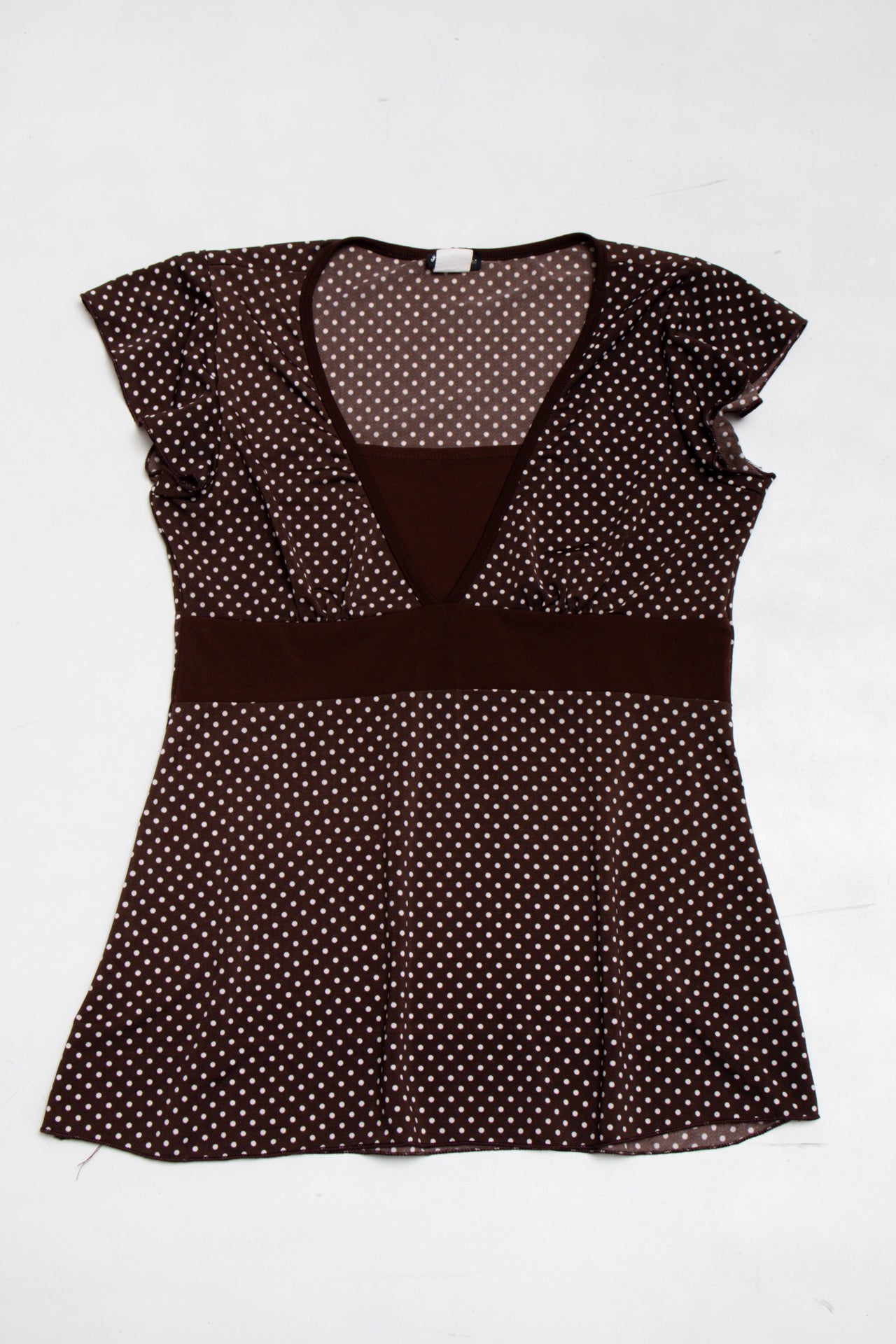 #148 Julie's Closet brown polka dot top | c. 165 | size 8
