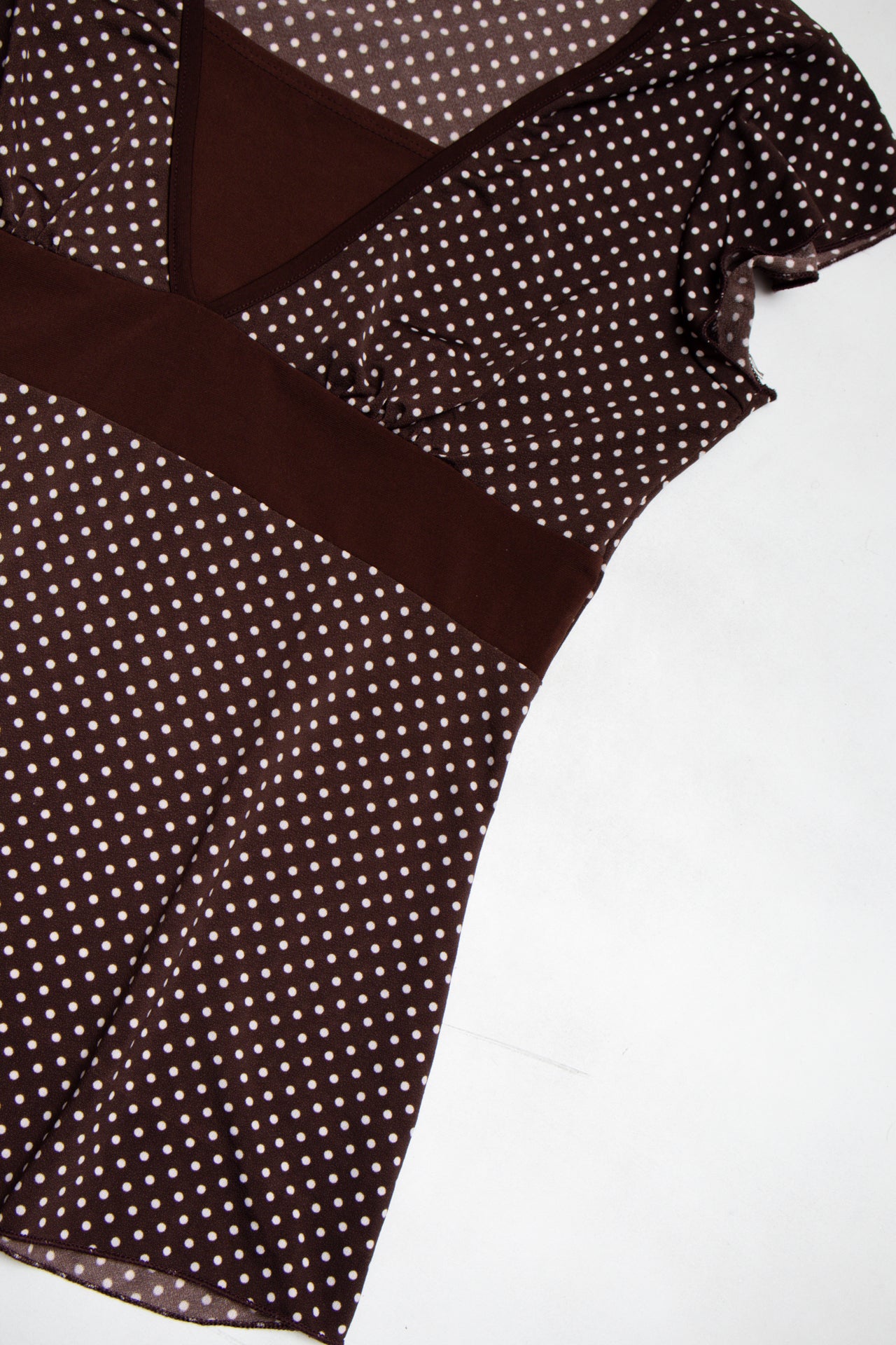 #148 Julie's Closet brown polka dot top | c. 165 | size 8