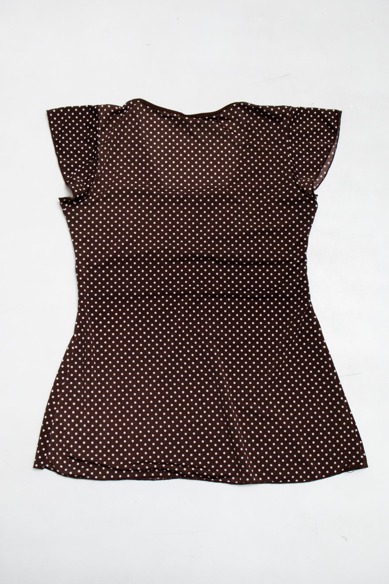 #148 Julie's Closet brown polka dot top | c. 165 | size 8