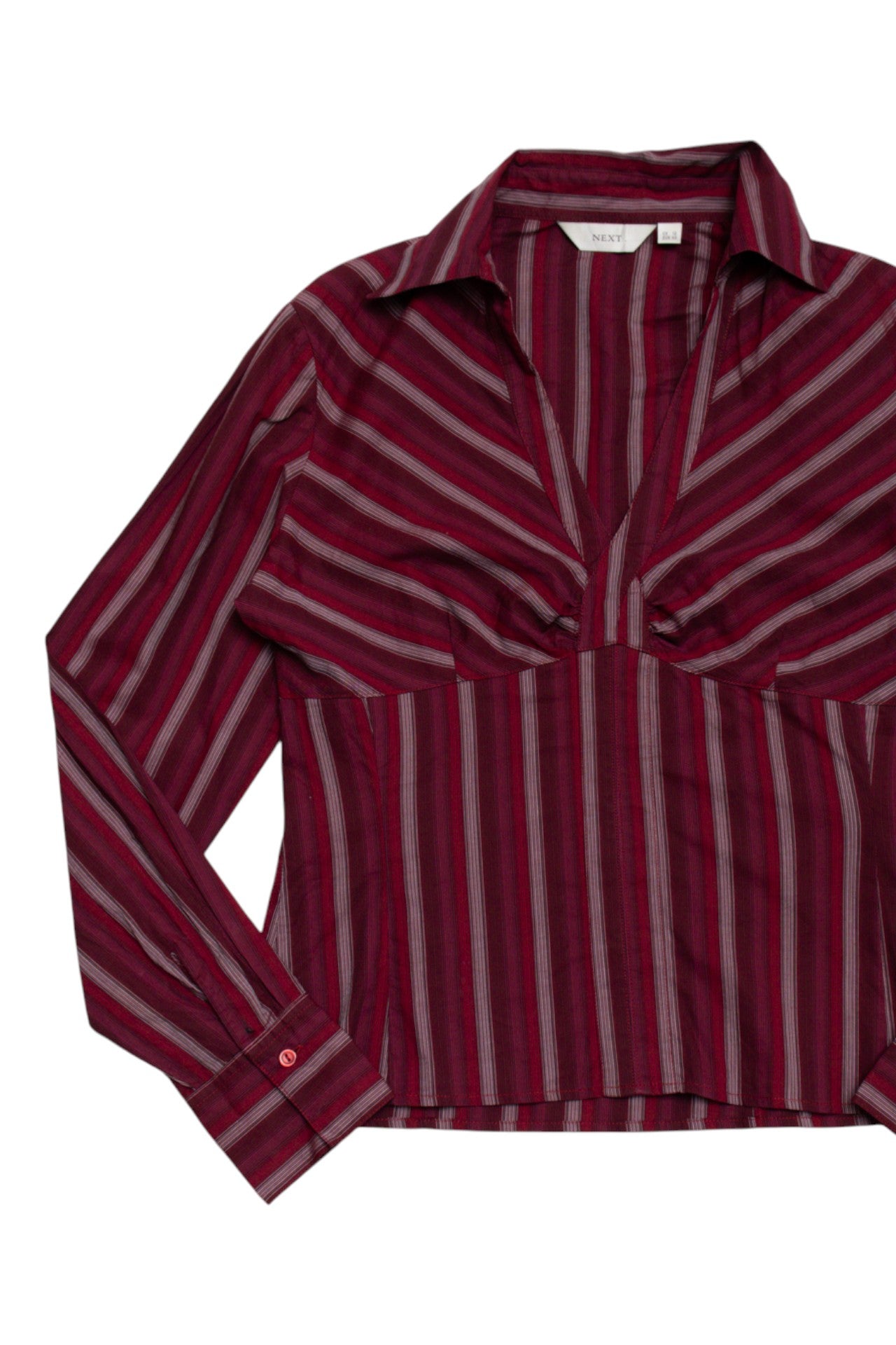 #151 Next striped fitted burgundy button up | c. 165 | size 12