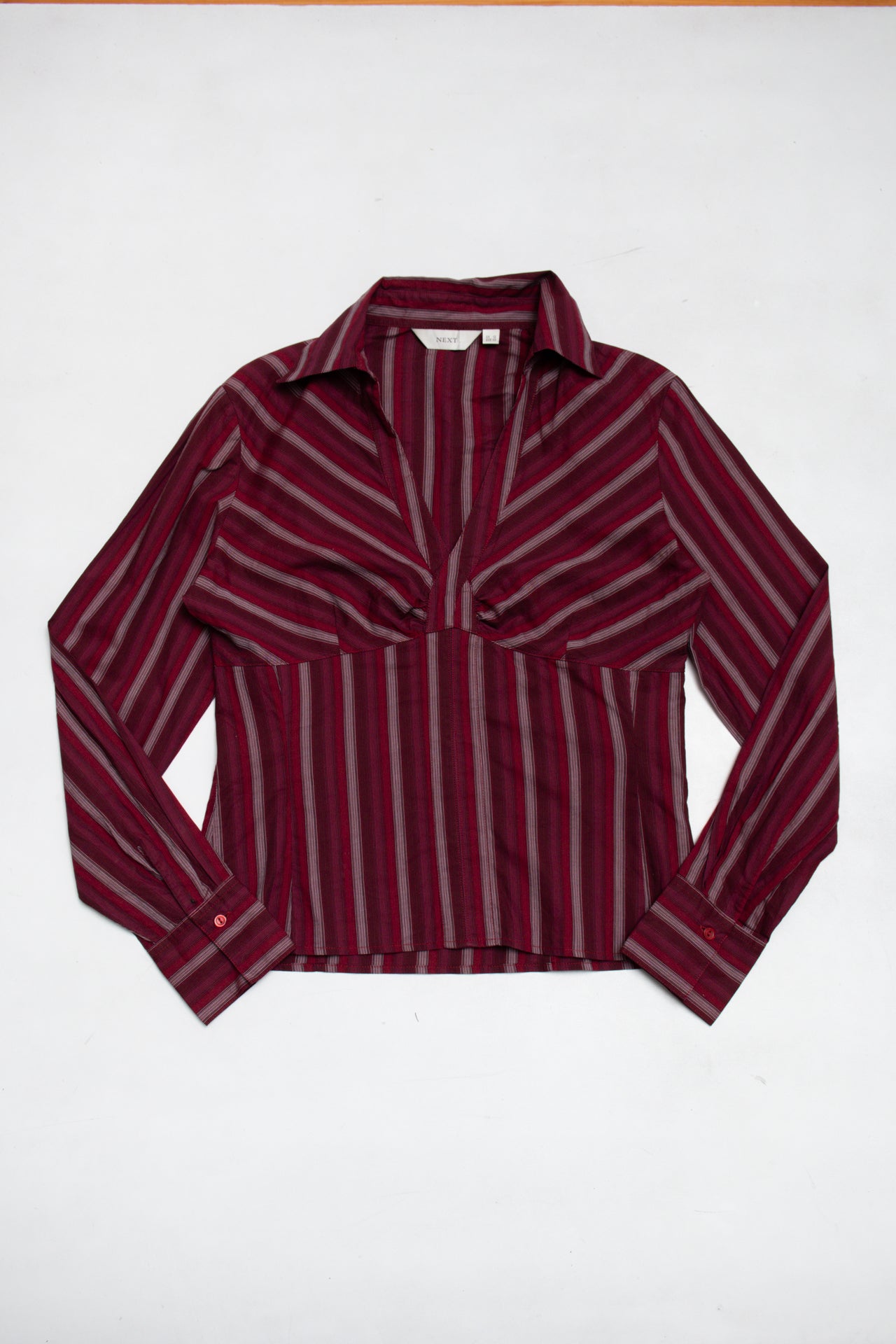 #151 Next striped fitted burgundy button up | c. 165 | size 12