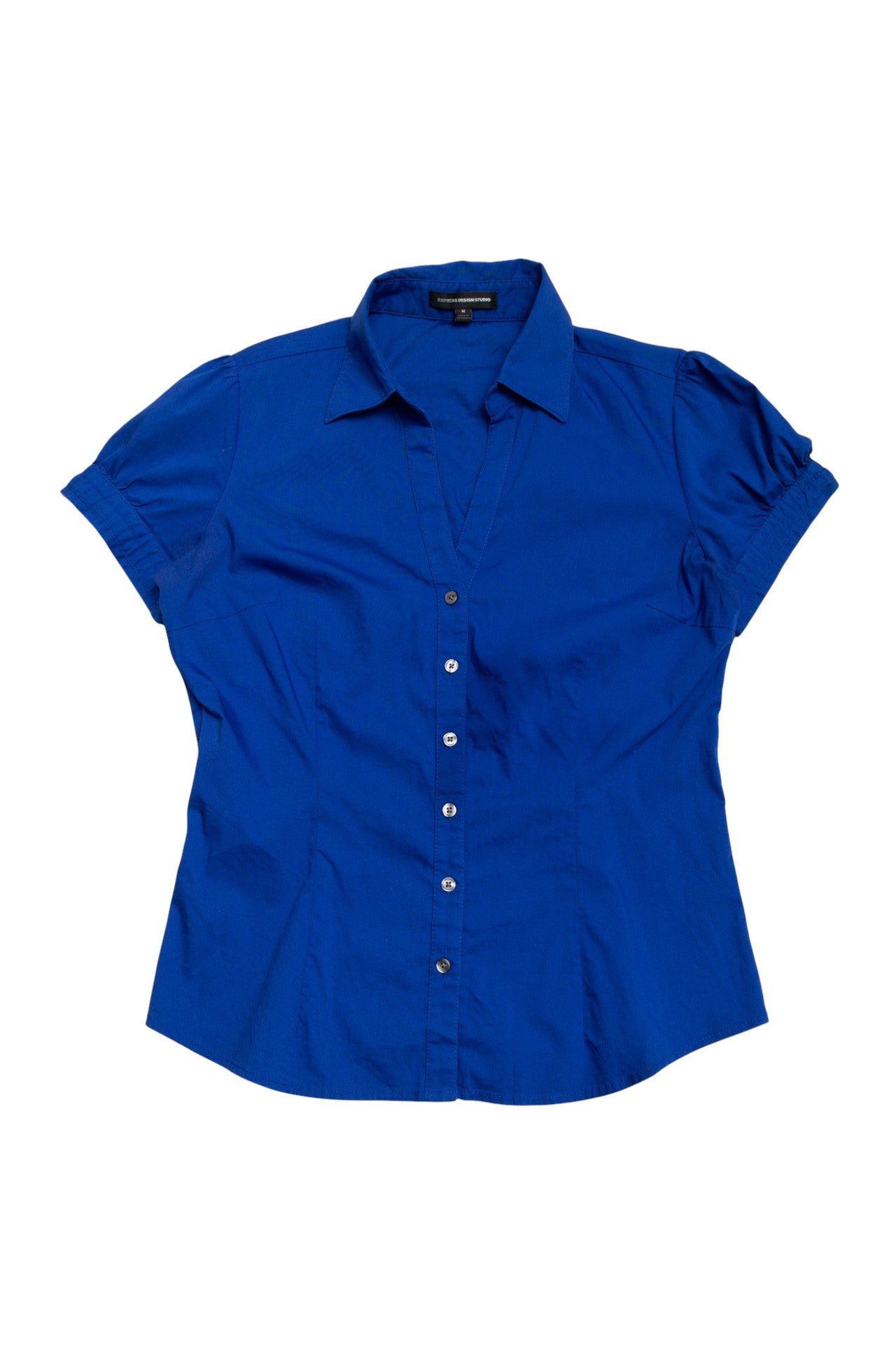 #153 Express royal blue fitted button up | c. 165 | size 8