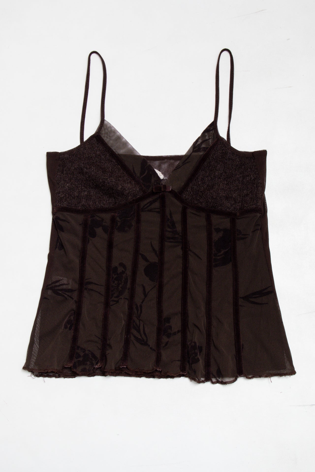 #166 brown mesh/velvet cami | c. 165 | size 8
