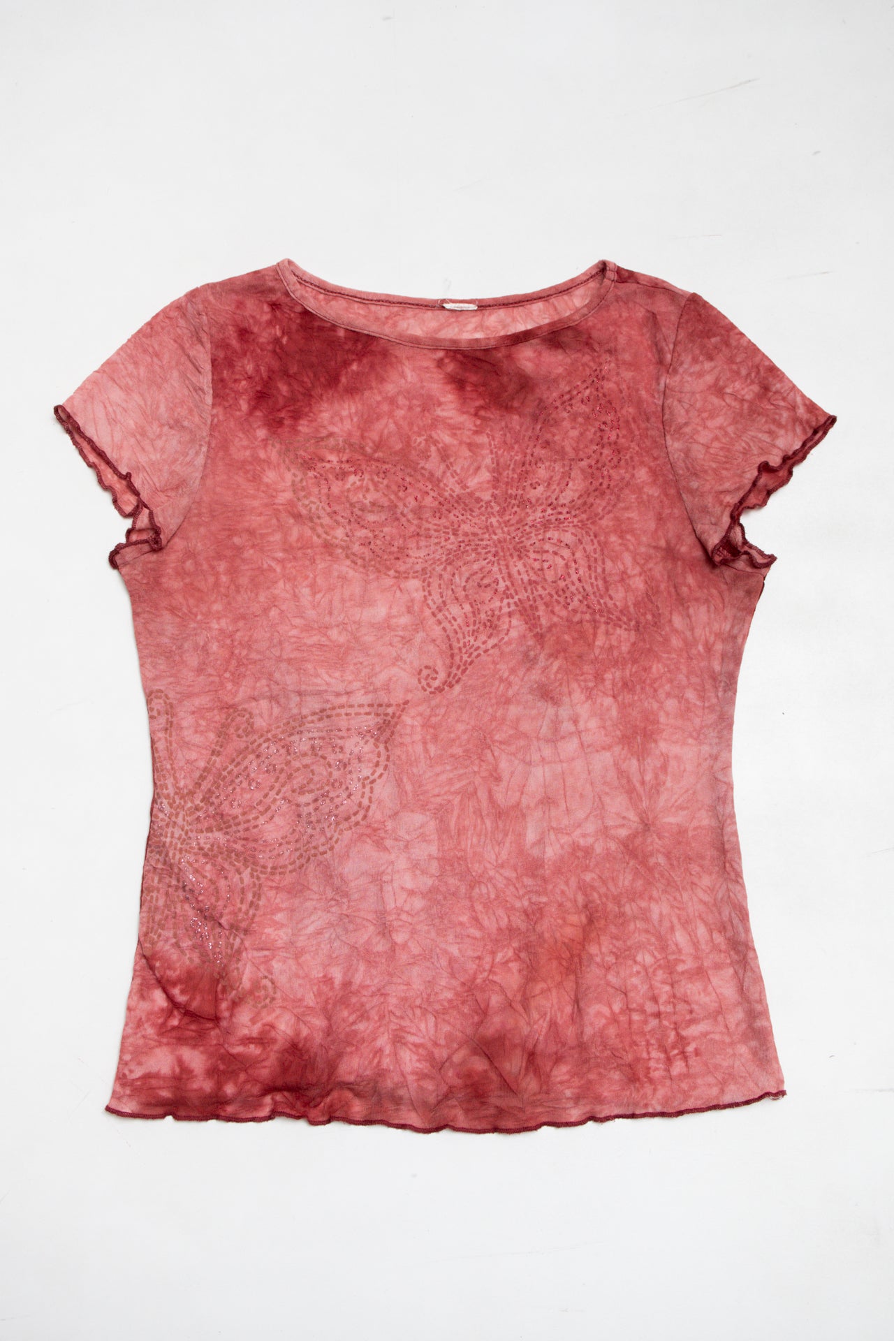 #176 Butterfly glitter print tie die top | c. 165 | size 10