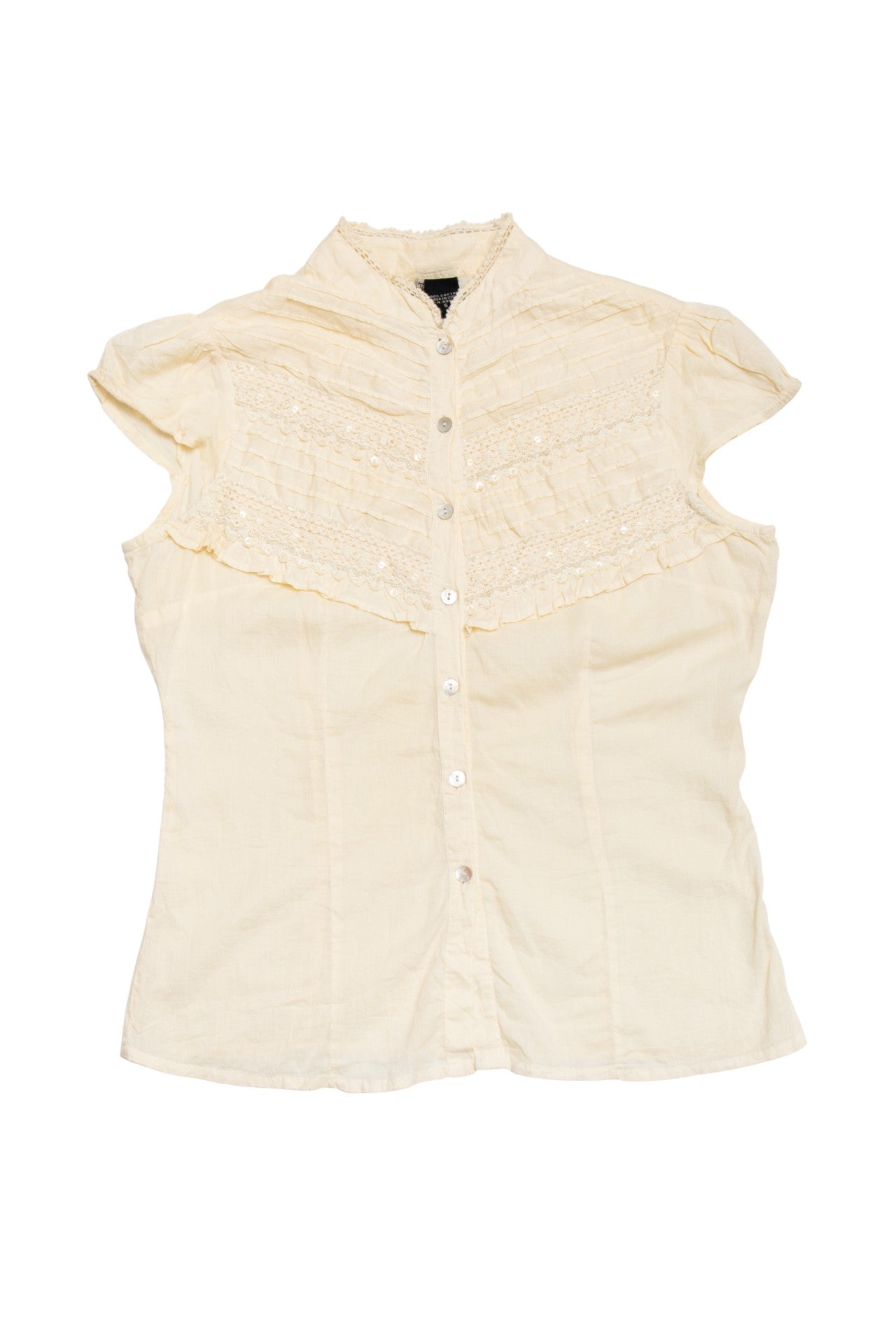 #188 Passport butter yellow cotton button up | c. 165 | size 8