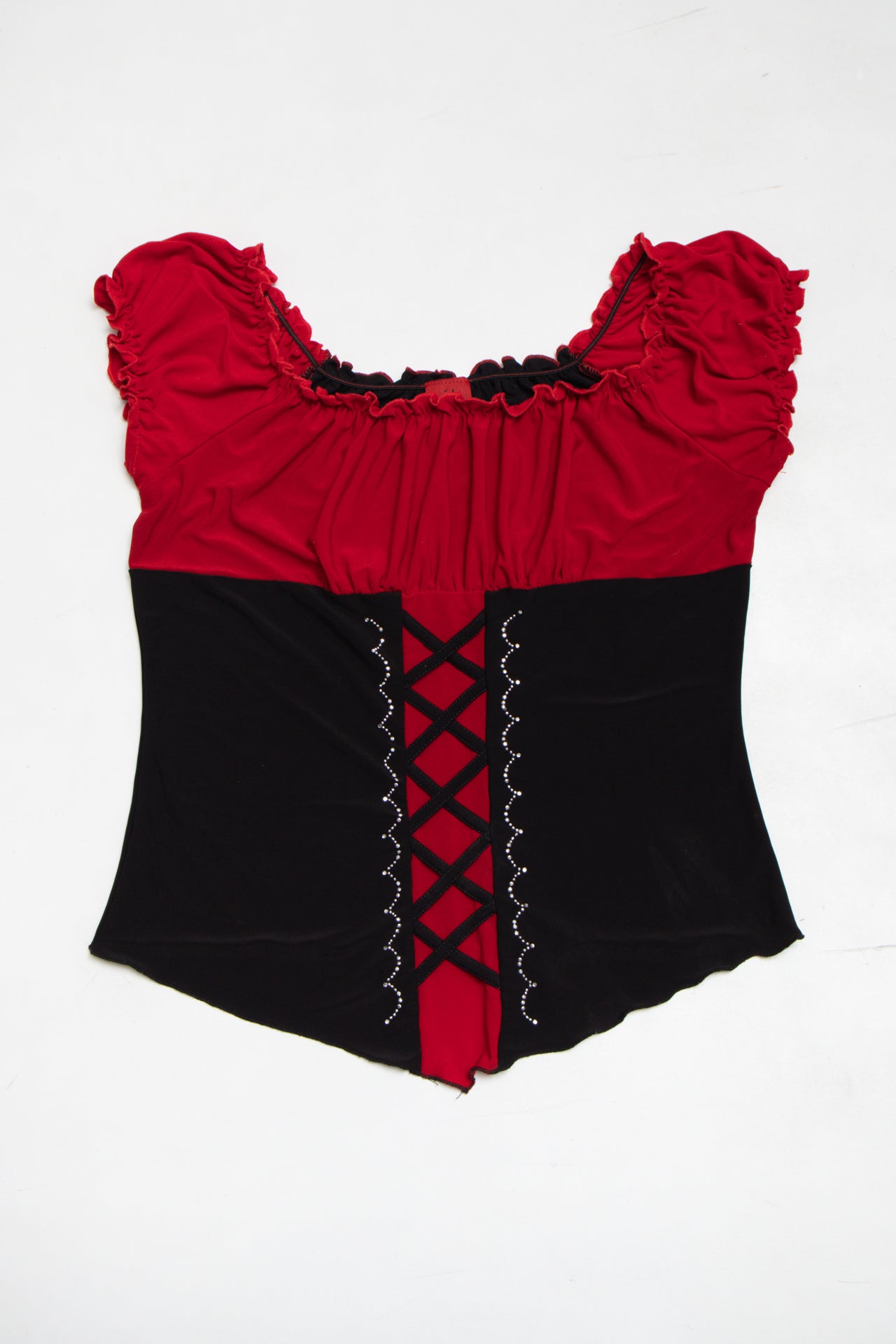 #190 Jubi USA rhinestoned faux corset top | c. 165 | size 12