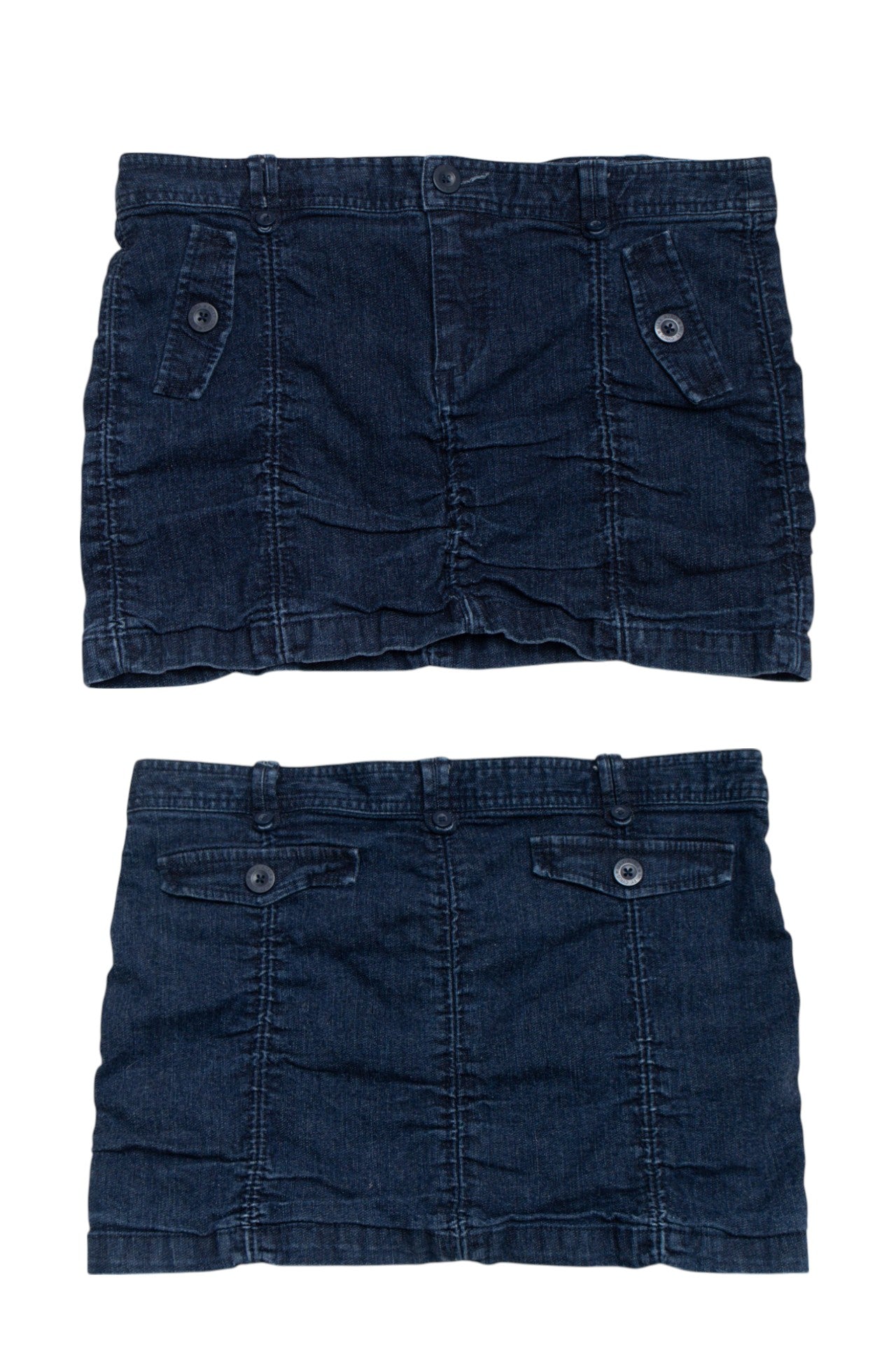 #80 Miley Cyrus ruched denim mini skirt | c.157 | Size AU 10