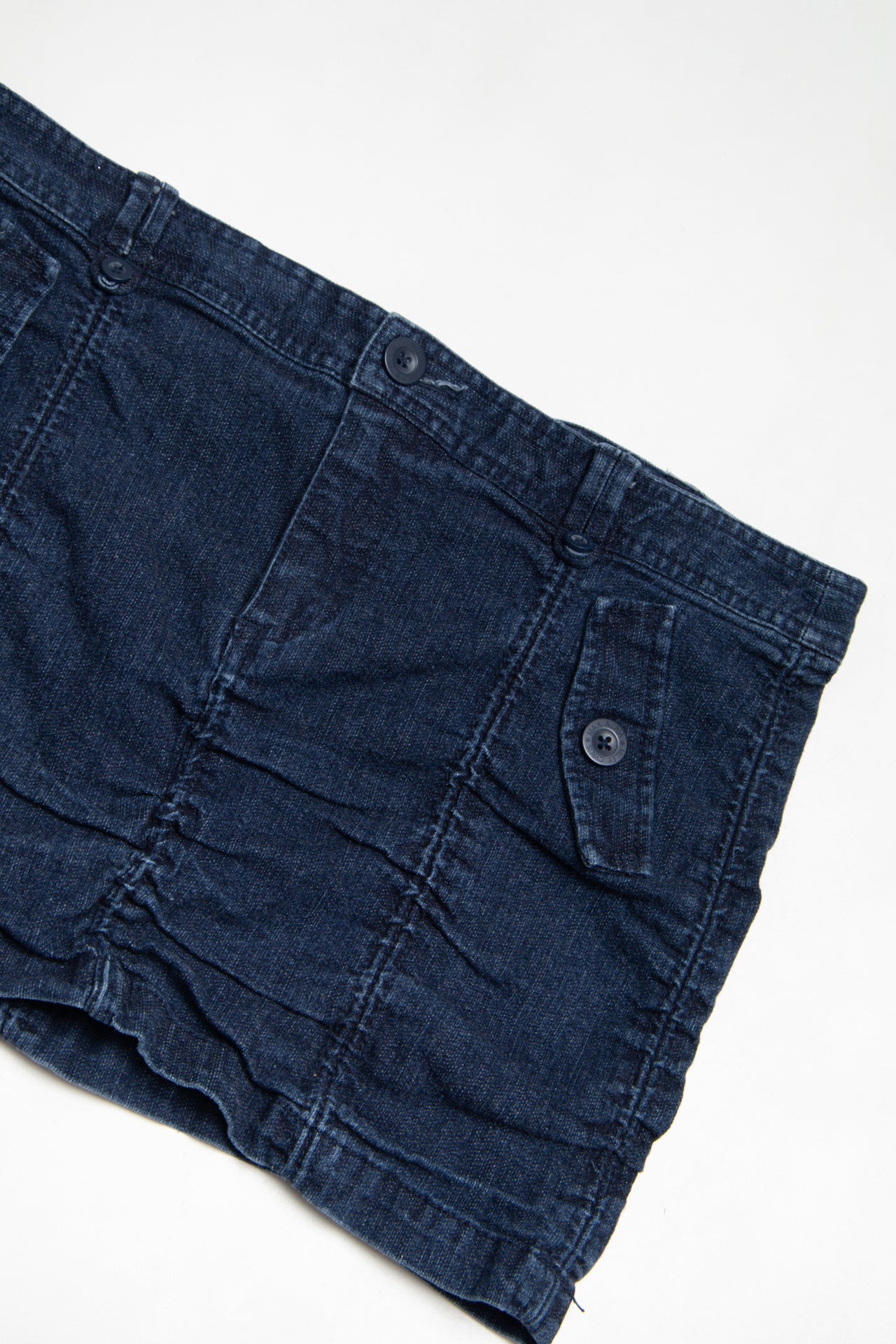 #80 Miley Cyrus ruched denim mini skirt | c.157 | Size AU 10
