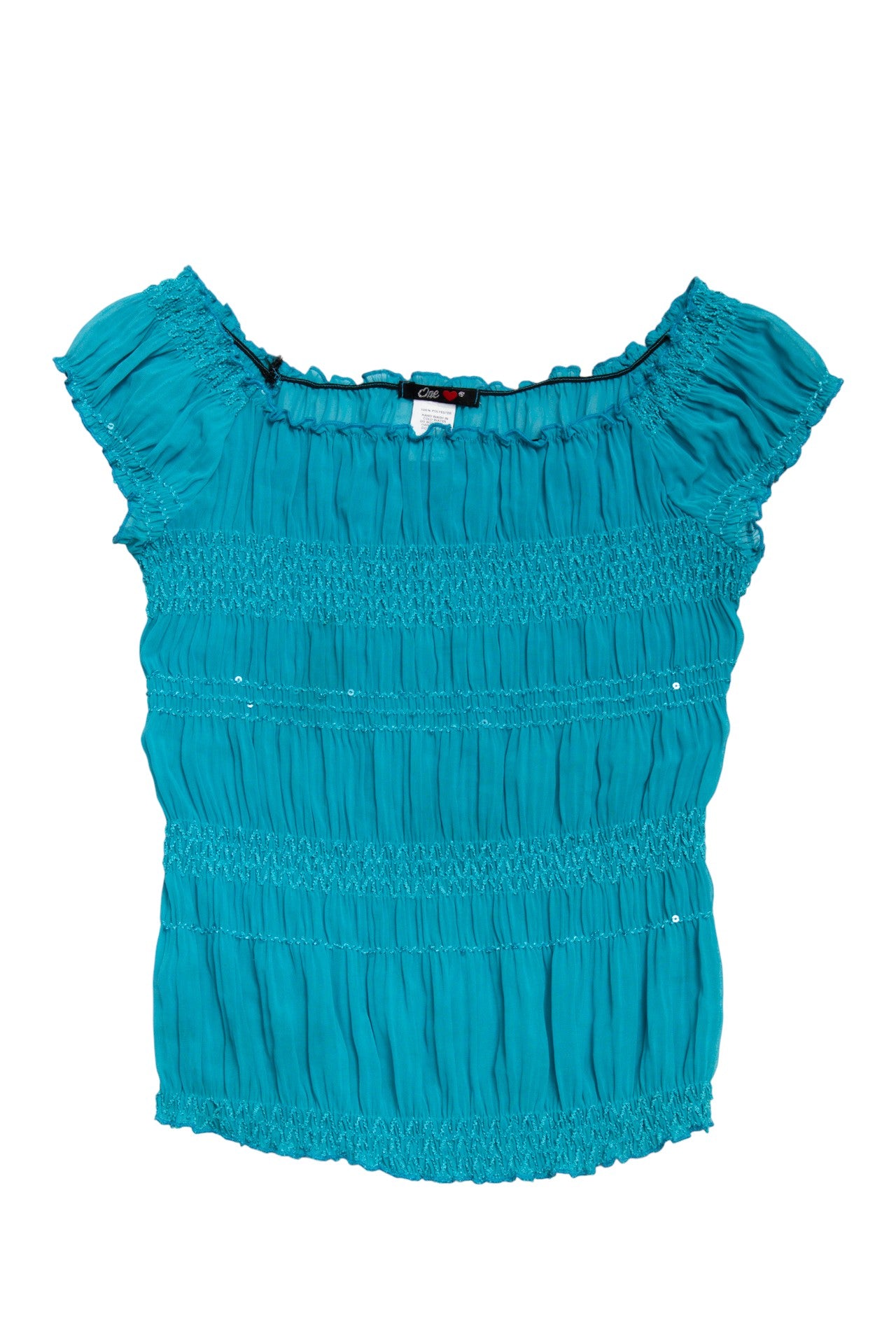#191 Made in USA teal sequinned fitted top | c. 165 | size 10