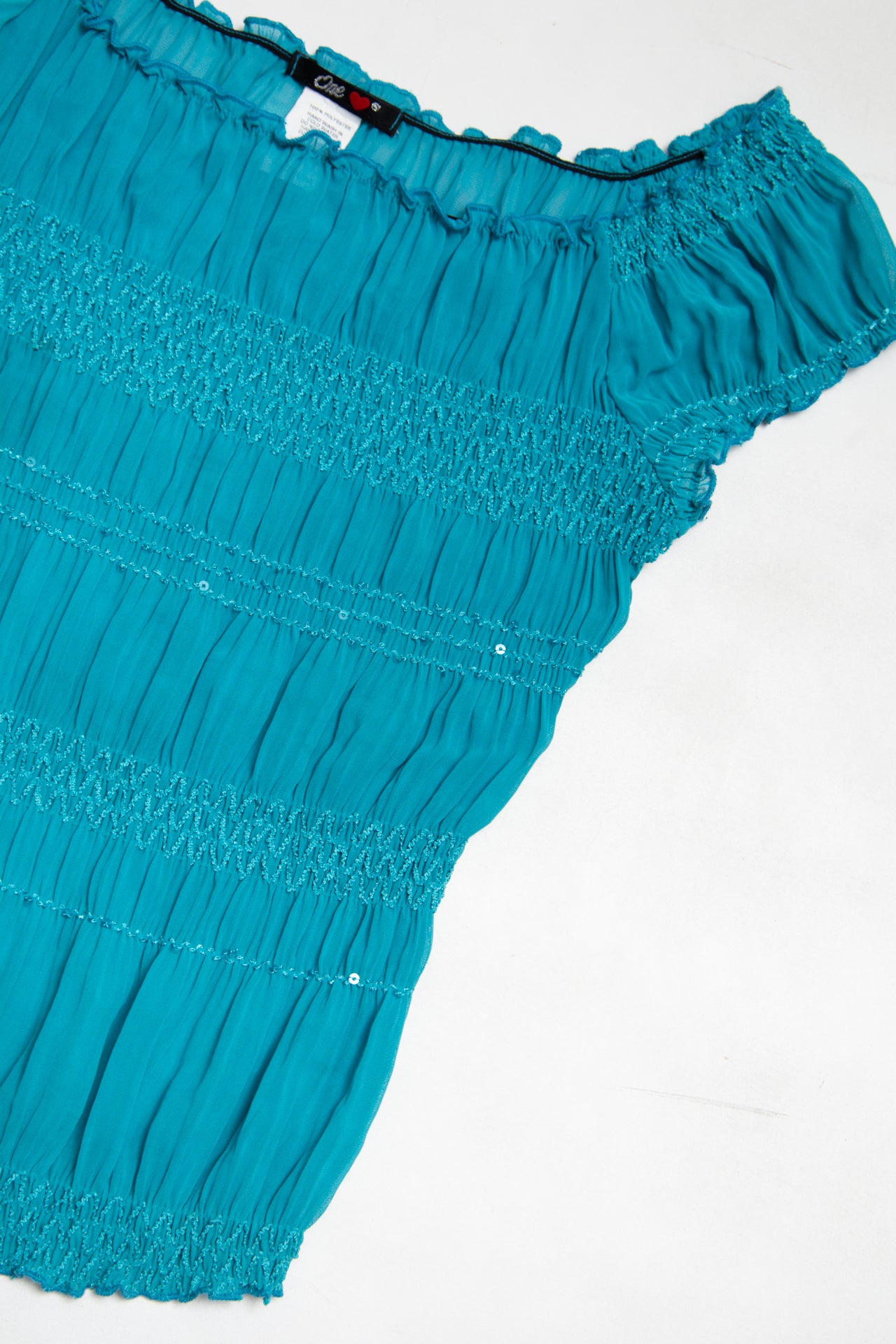 #191 Made in USA teal sequinned fitted top | c. 165 | size 10