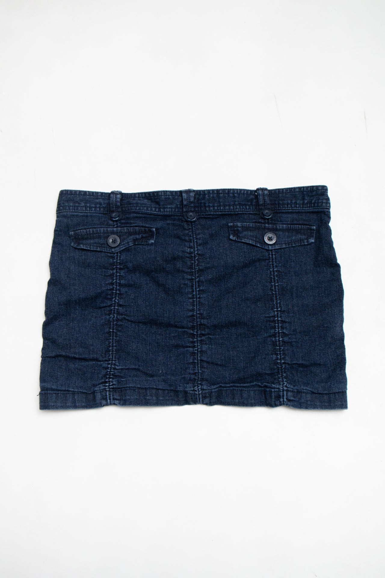#80 Miley Cyrus ruched denim mini skirt | c.157 | Size AU 10