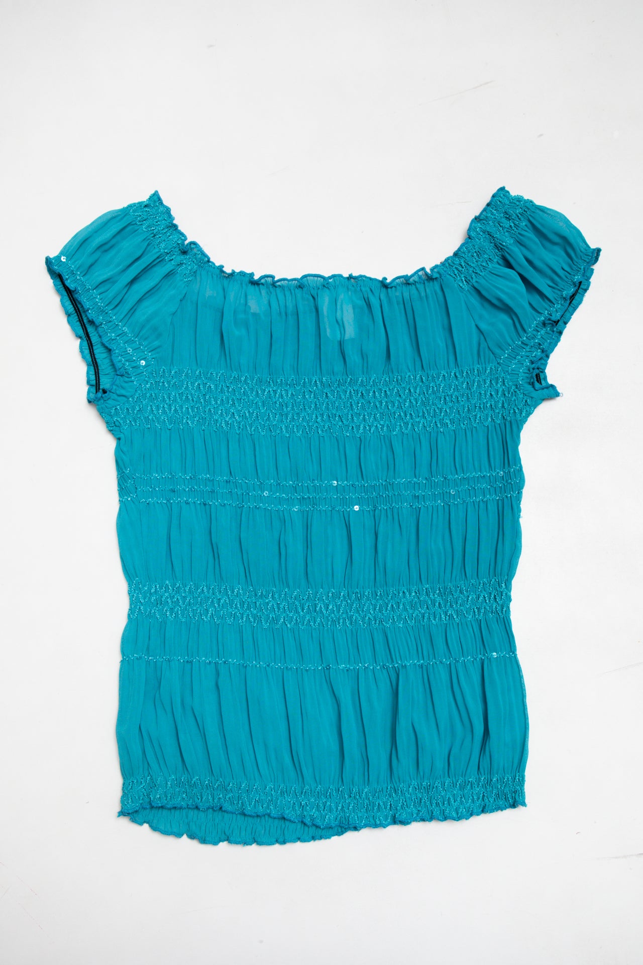 #191 Made in USA teal sequinned fitted top | c. 165 | size 10