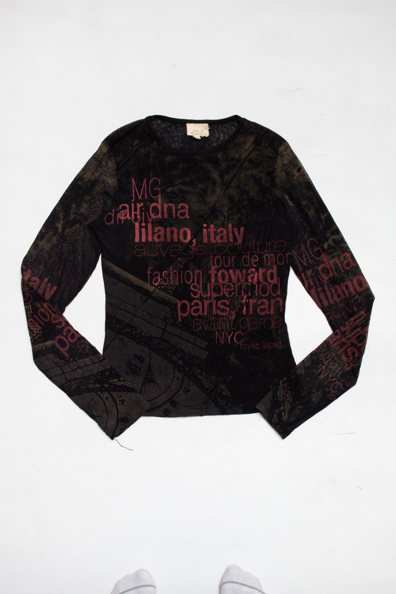 #193 auvage couture red/black print top | c. 165 | size 10