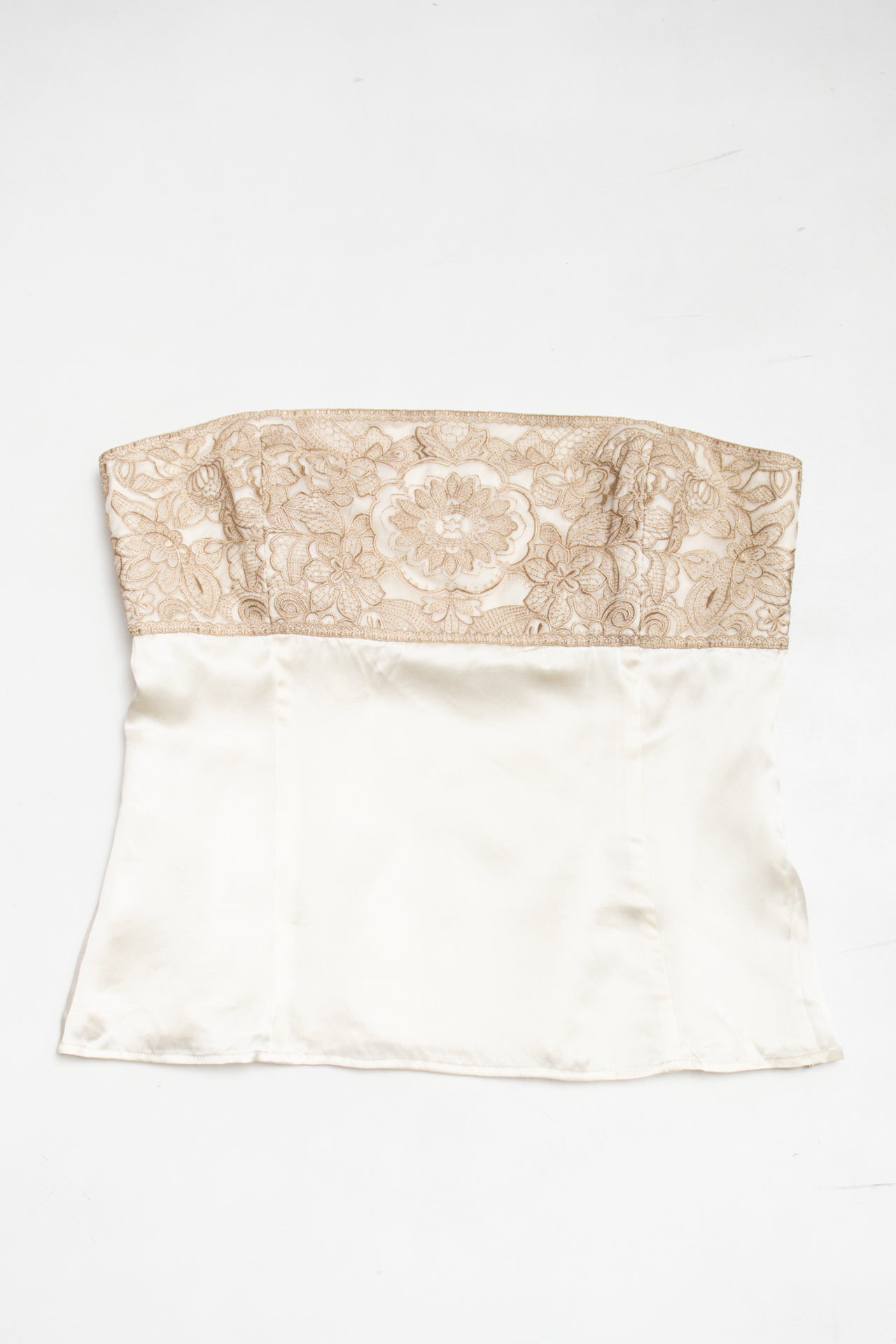 #212 Talbots silk lace trim strapless corset top | c. 165 | size 10