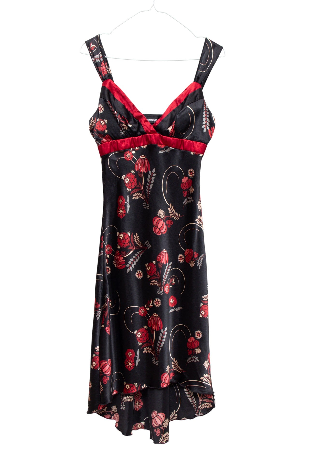 #217 Byerwear Too! red/black satin midi dress | c. 165 | size 8