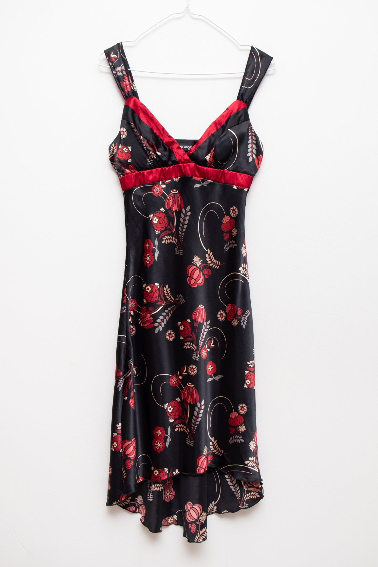 #217 Byerwear Too! red/black satin midi dress | c. 165 | size 8
